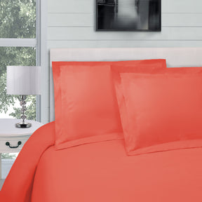 Superior Egyptian Cotton 300 Thread Count Solid Duvet Cover Set - Coral