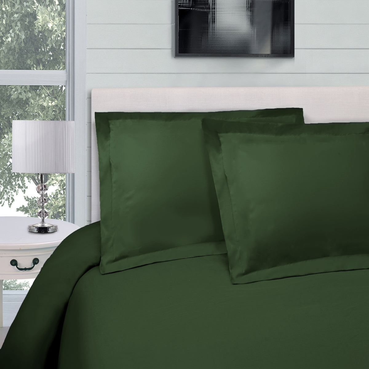 Superior Egyptian Cotton 300 Thread Count Solid Duvet Cover Set - Hunter Green