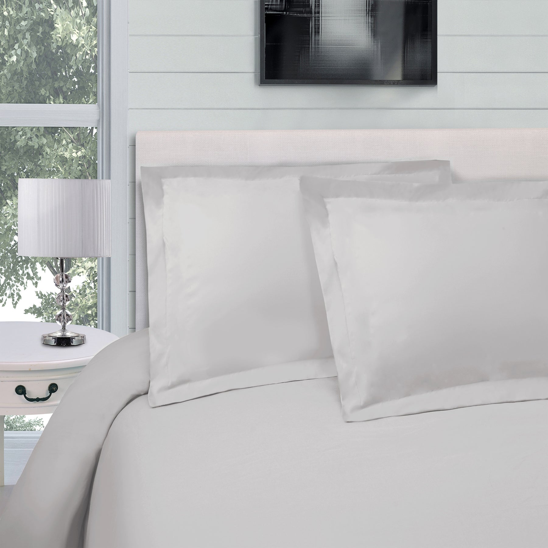 Superior Egyptian Cotton 300 Thread Count Solid Duvet Cover Set - Light Grey