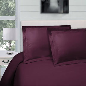 Superior Egyptian Cotton 300 Thread Count Solid Duvet Cover Set - Plum