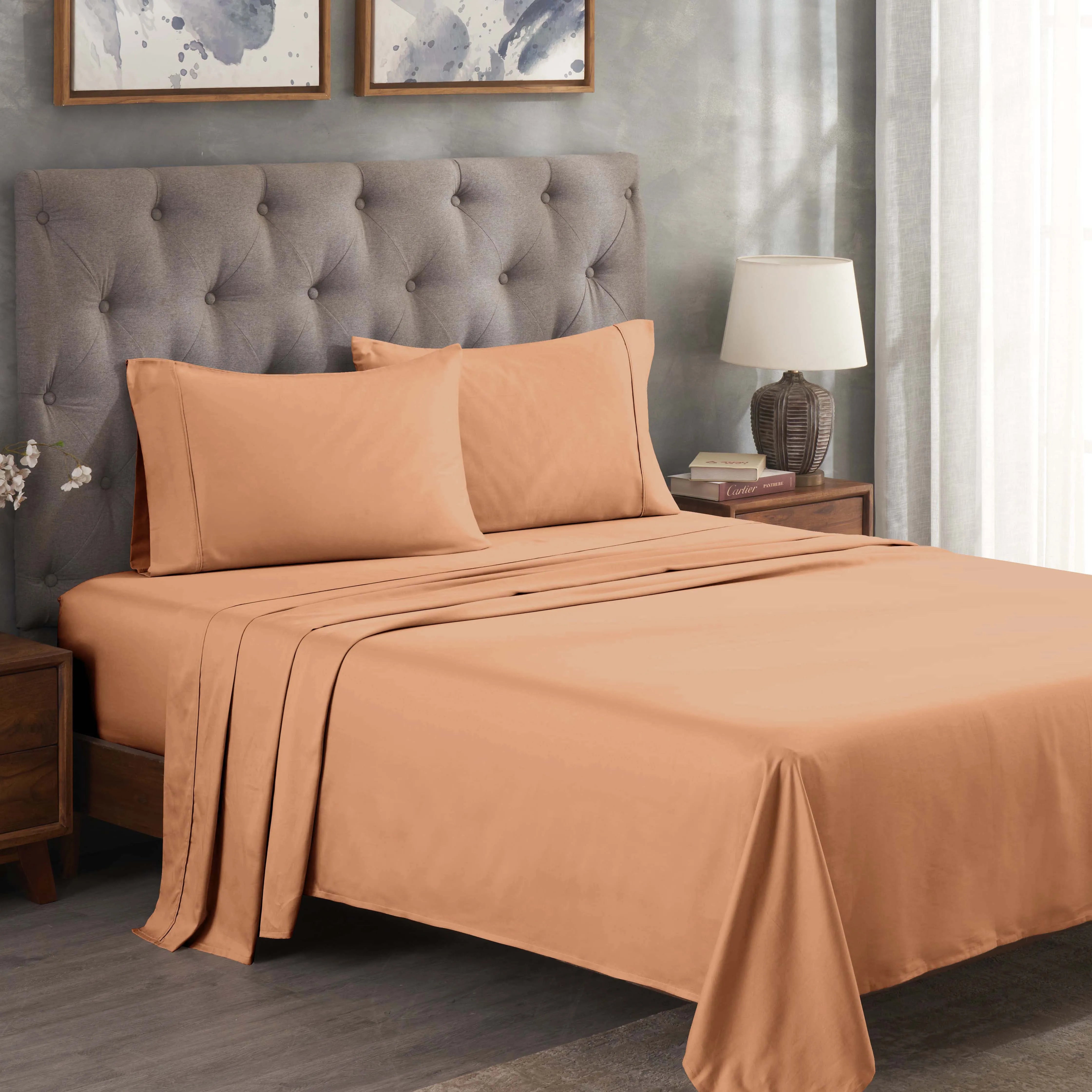 300 Thread Count Egyptian Cotton Sateen Bed Sheet Set - Egyptian Cotton Sheet Set by Superior Brand