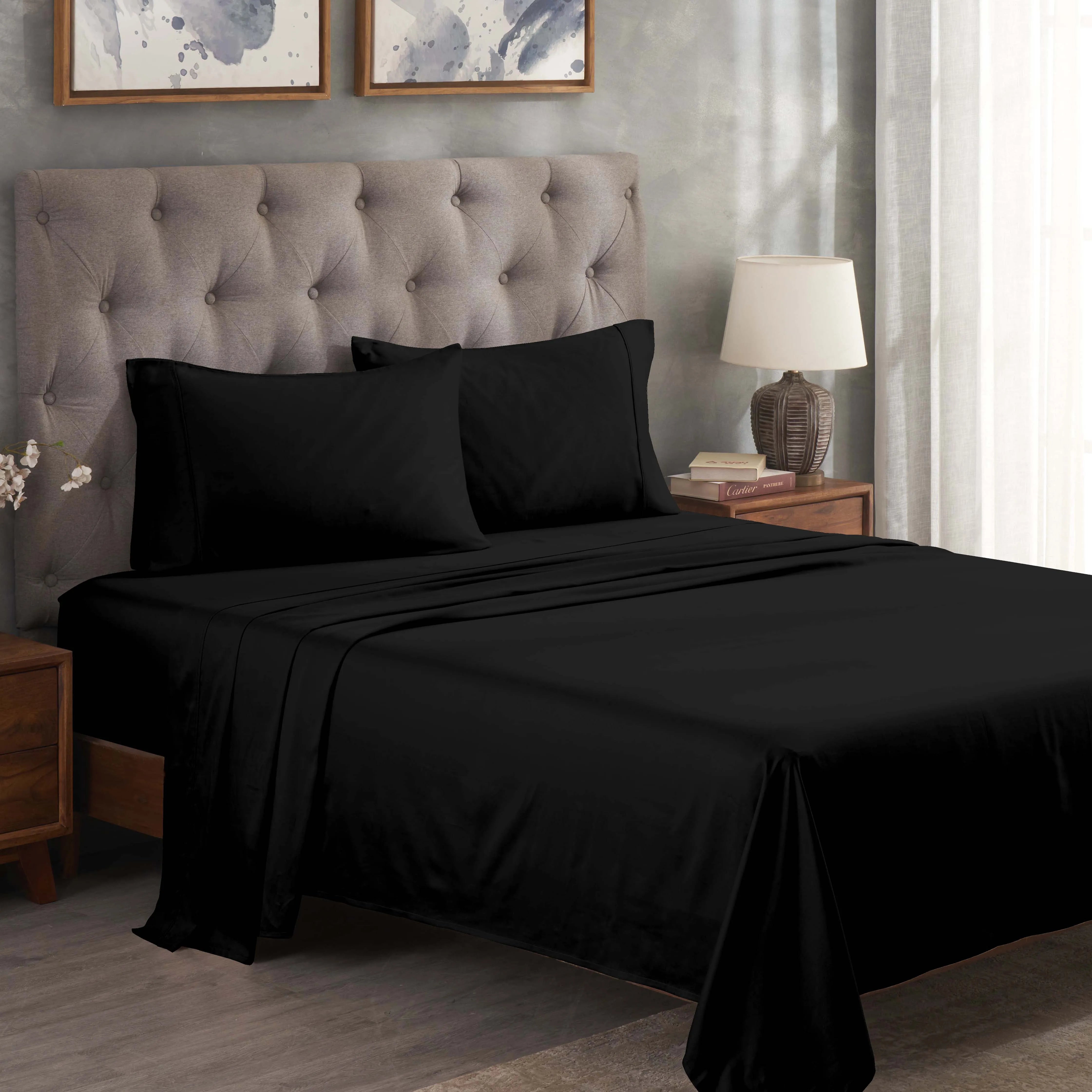 300 Thread Count Egyptian Cotton Sateen Bed Sheet Set - Egyptian Cotton Sheet Set by Superior Brand