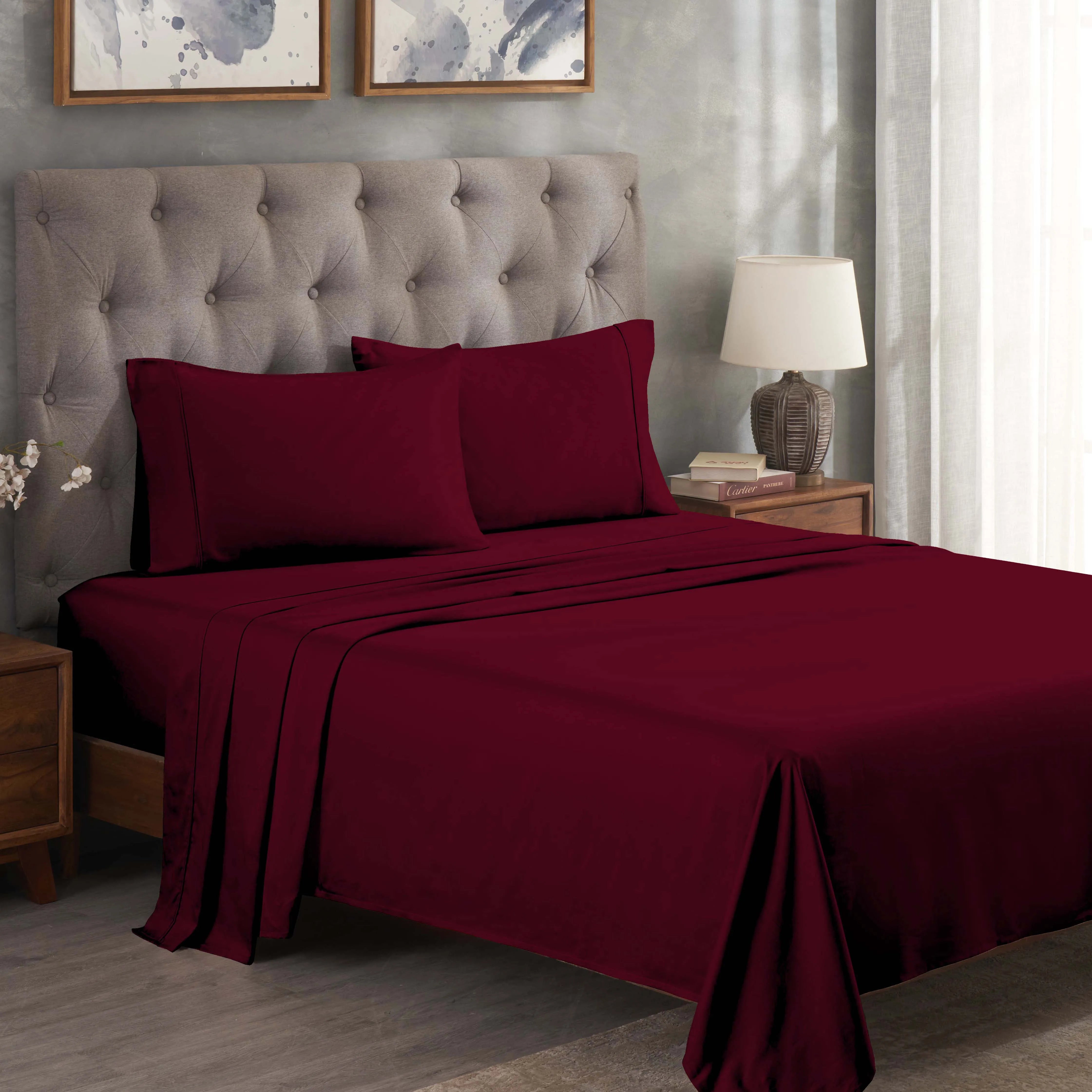 300 Thread Count Egyptian Cotton Sateen Bed Sheet Set - Egyptian Cotton Sheet Set by Superior Brand