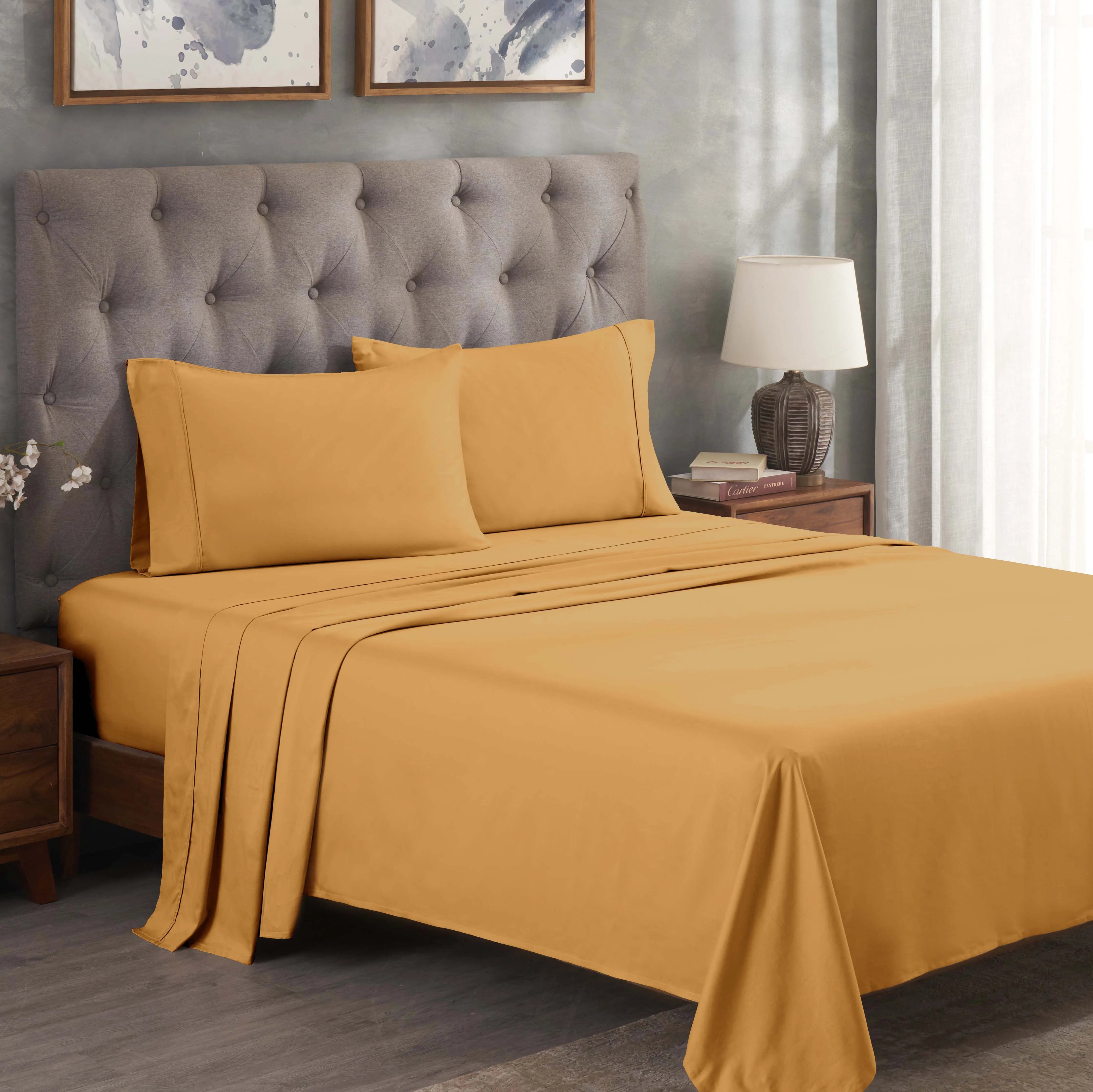 300 Thread Count Egyptian Cotton Sateen Bed Sheet Set - Egyptian Cotton Sheet Set by Superior Brand