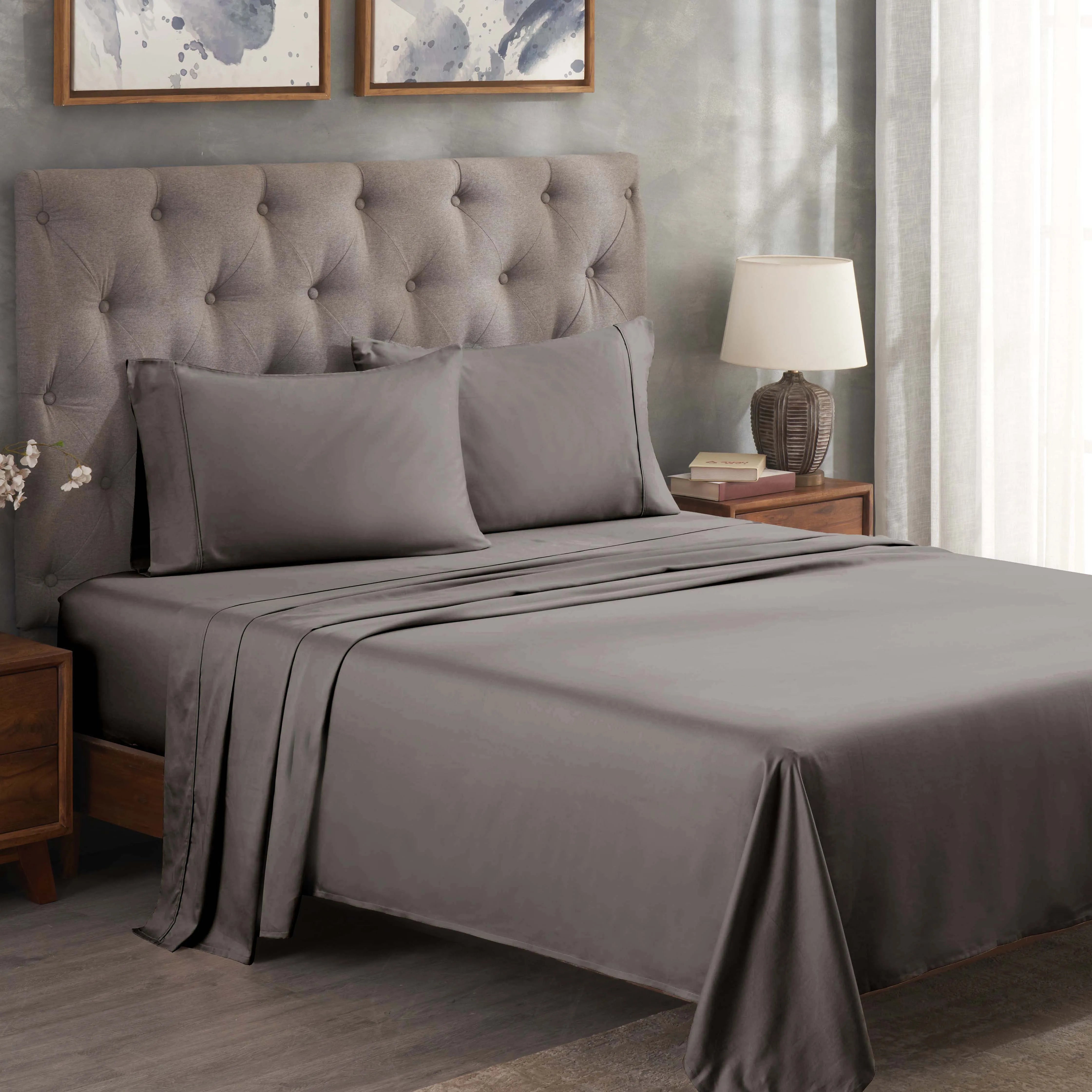 300 Thread Count Egyptian Cotton Sateen Bed Sheet Set - Egyptian Cotton Sheet Set by Superior Brand