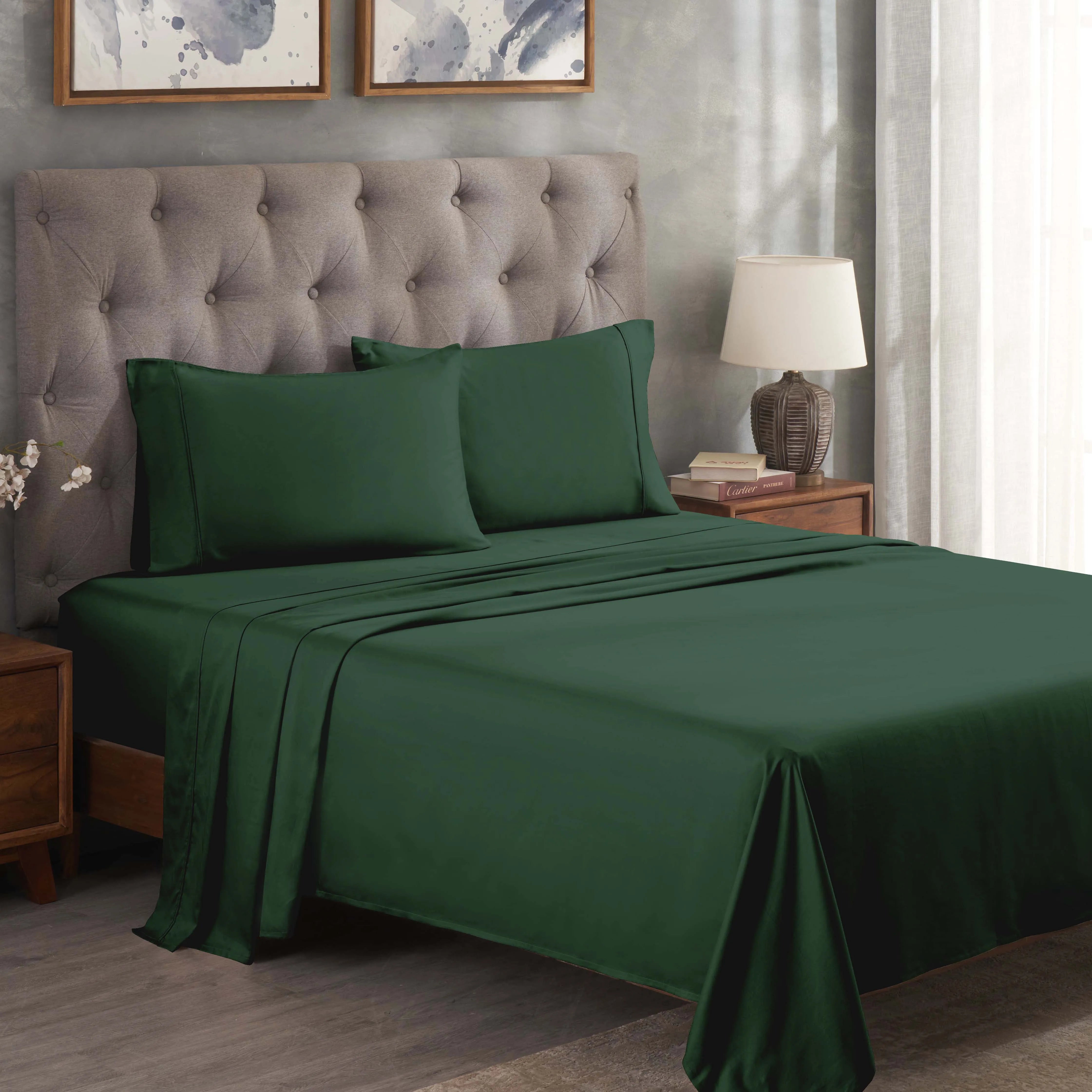 300 Thread Count Egyptian Cotton Sateen Bed Sheet Set - Egyptian Cotton Sheet Set by Superior Brand