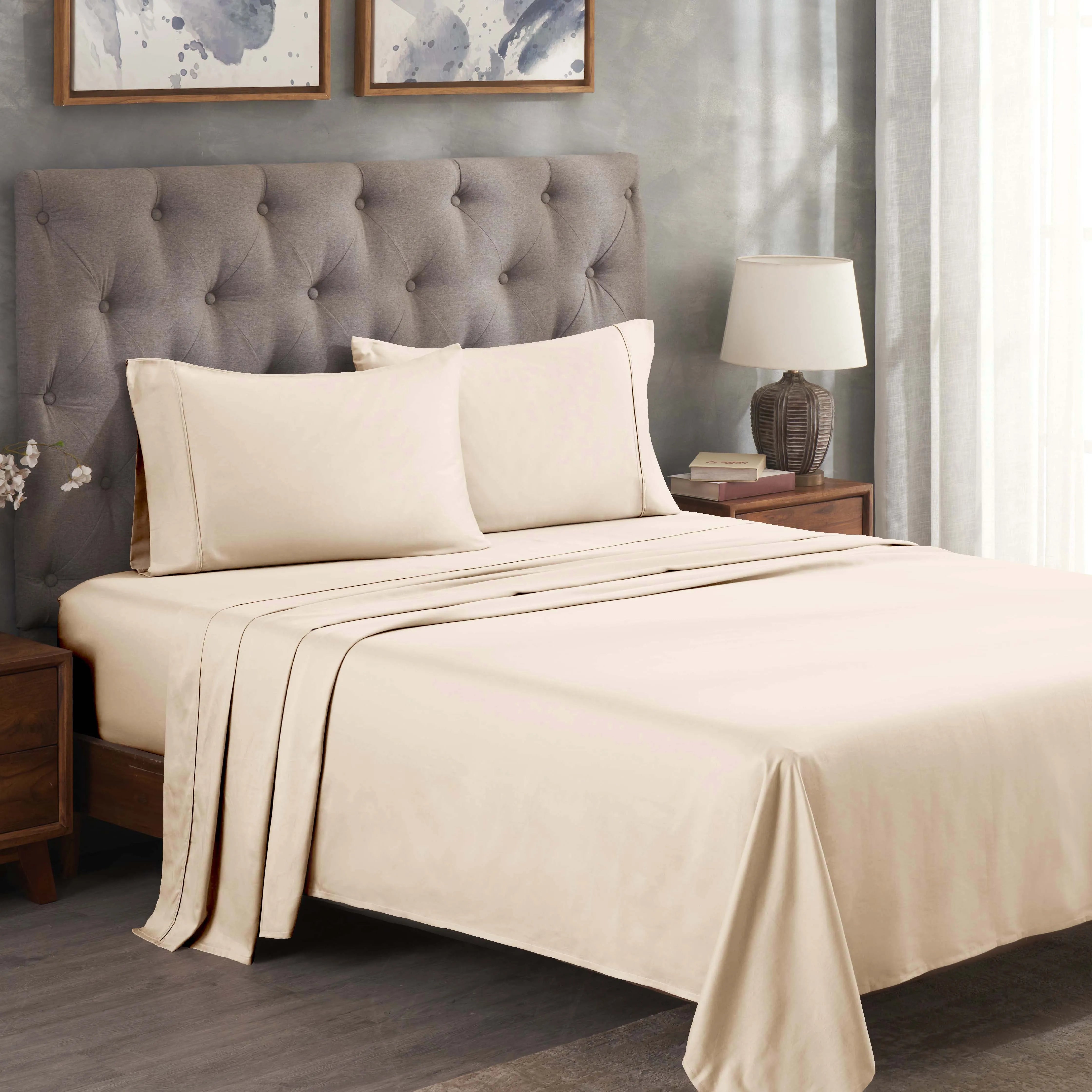 300 Thread Count Egyptian Cotton Sateen Bed Sheet Set - Egyptian Cotton Sheet Set by Superior Brand