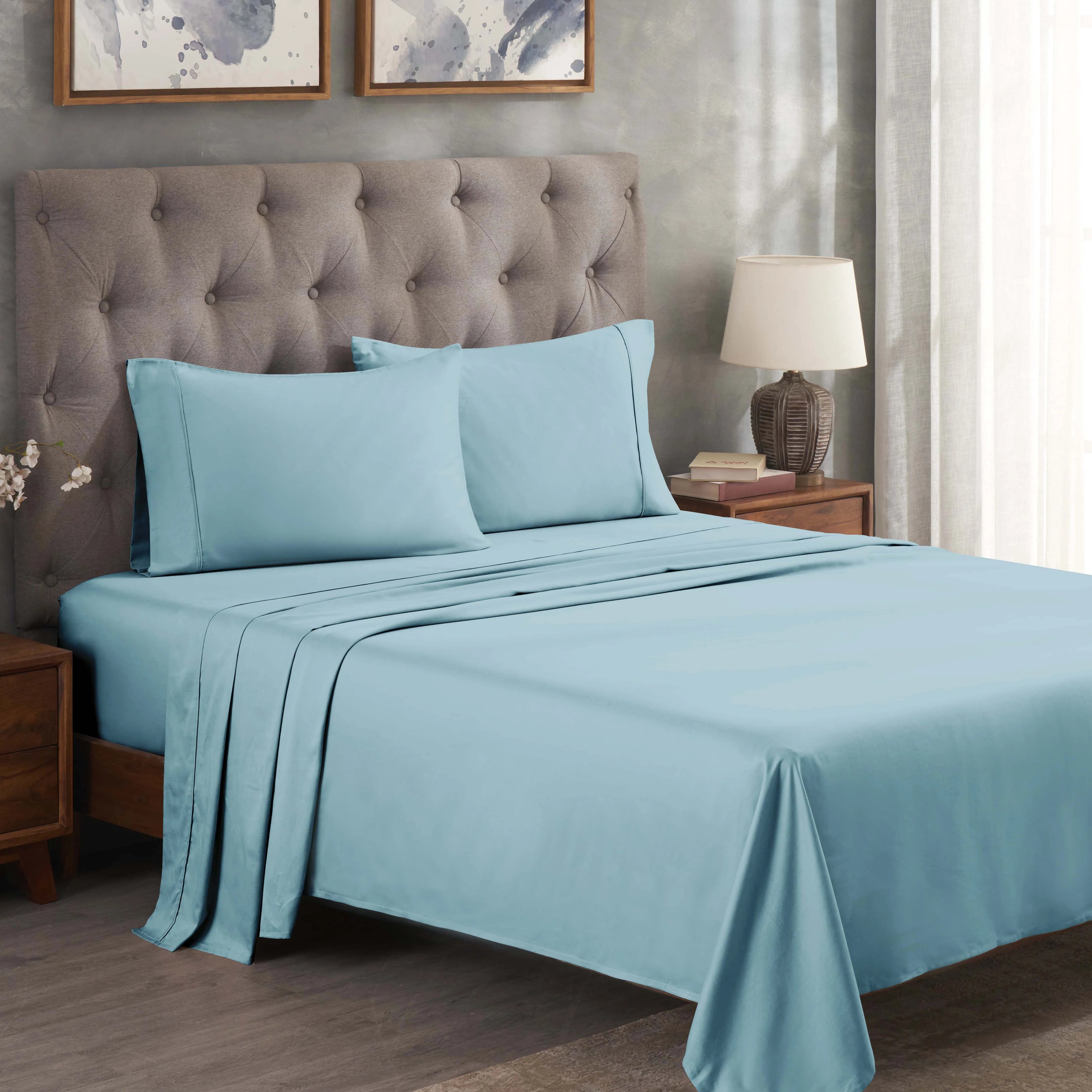 300 Thread Count Egyptian Cotton Sateen Bed Sheet Set - Egyptian Cotton Sheet Set by Superior Brand