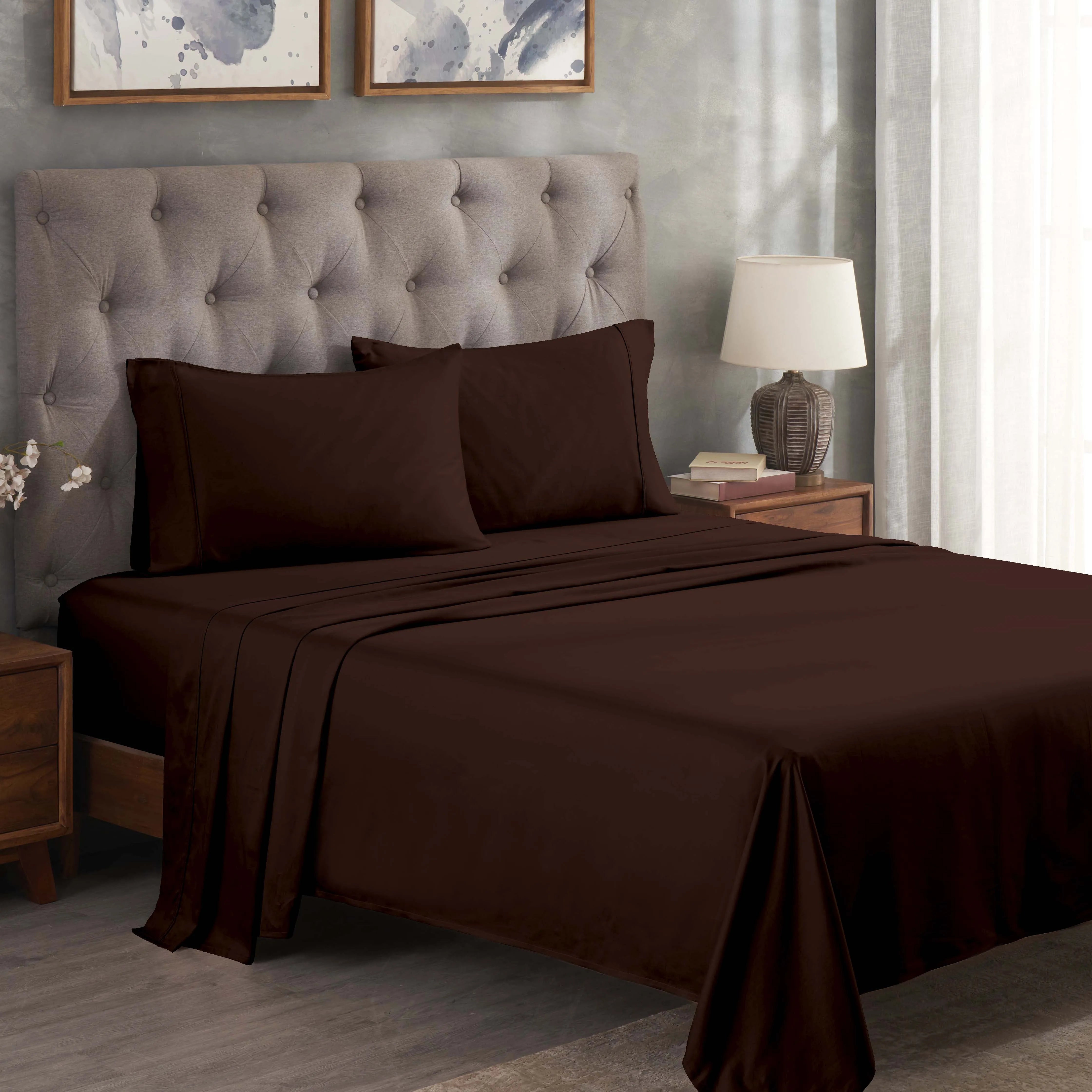 300 Thread Count Egyptian Cotton Sateen Bed Sheet Set - Egyptian Cotton Sheet Set by Superior Brand