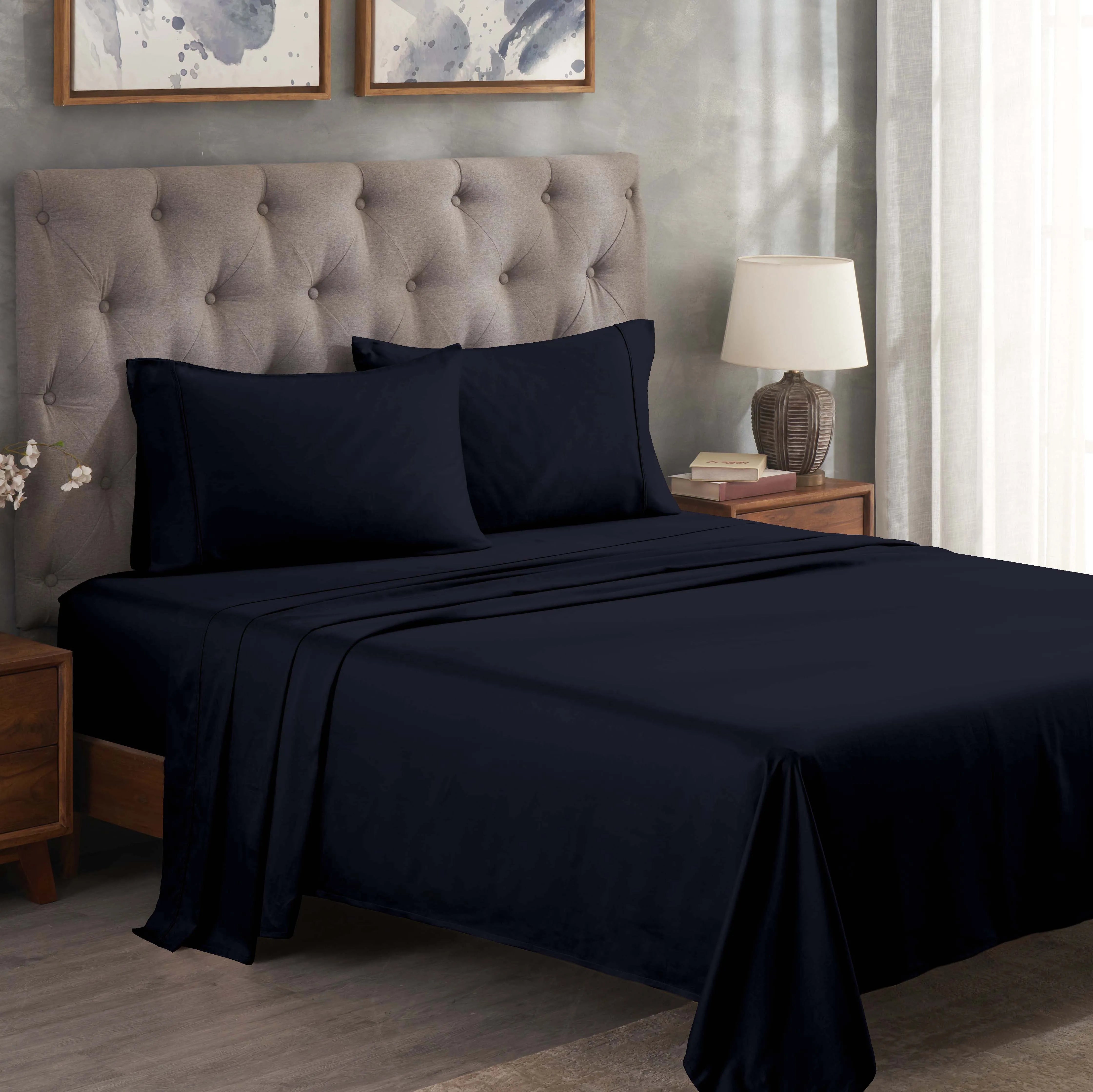 300 Thread Count Egyptian Cotton Sateen Bed Sheet Set - Egyptian Cotton Sheet Set by Superior Brand