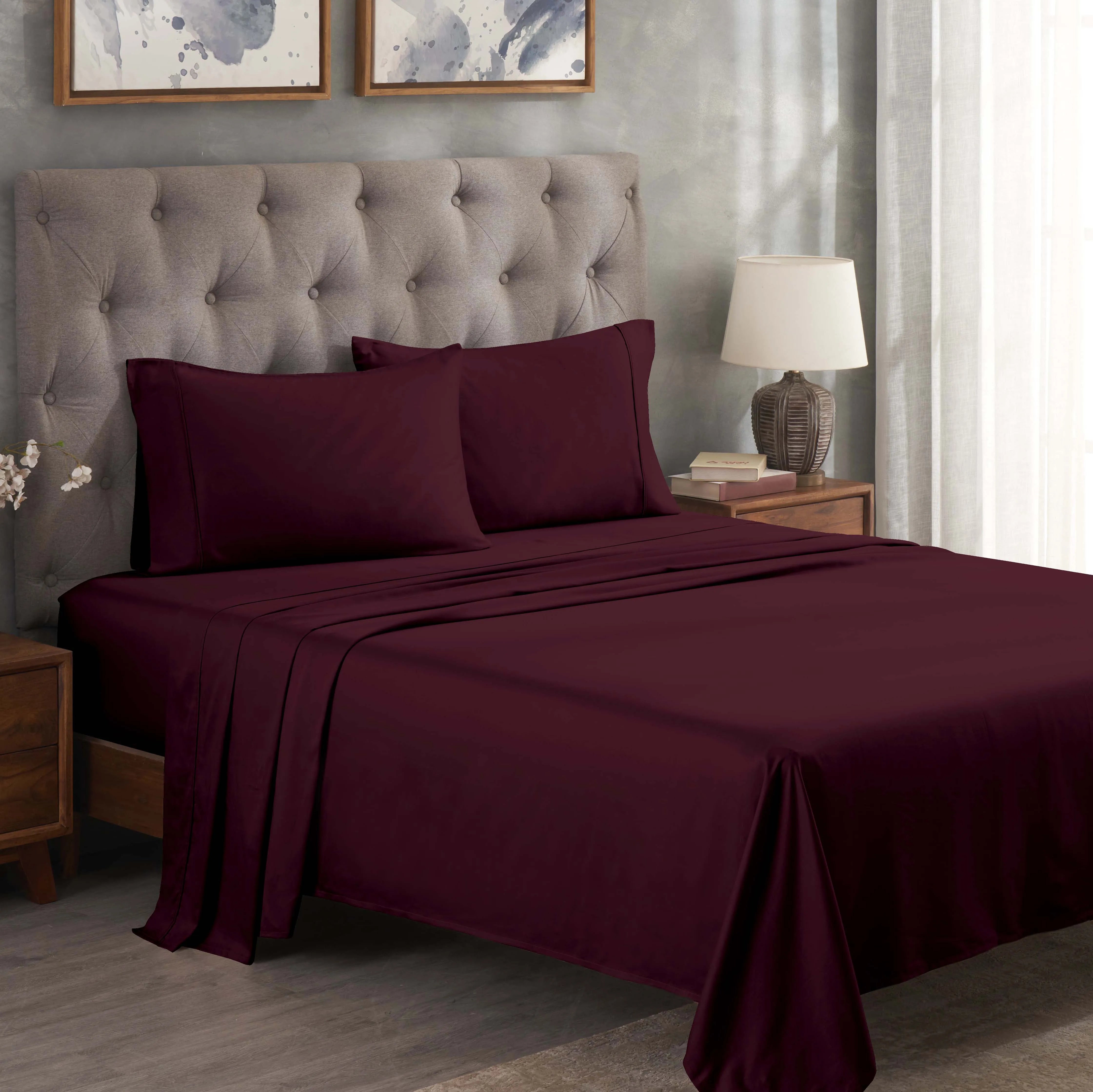 300 Thread Count Egyptian Cotton Sateen Bed Sheet Set - Egyptian Cotton Sheet Set by Superior Brand