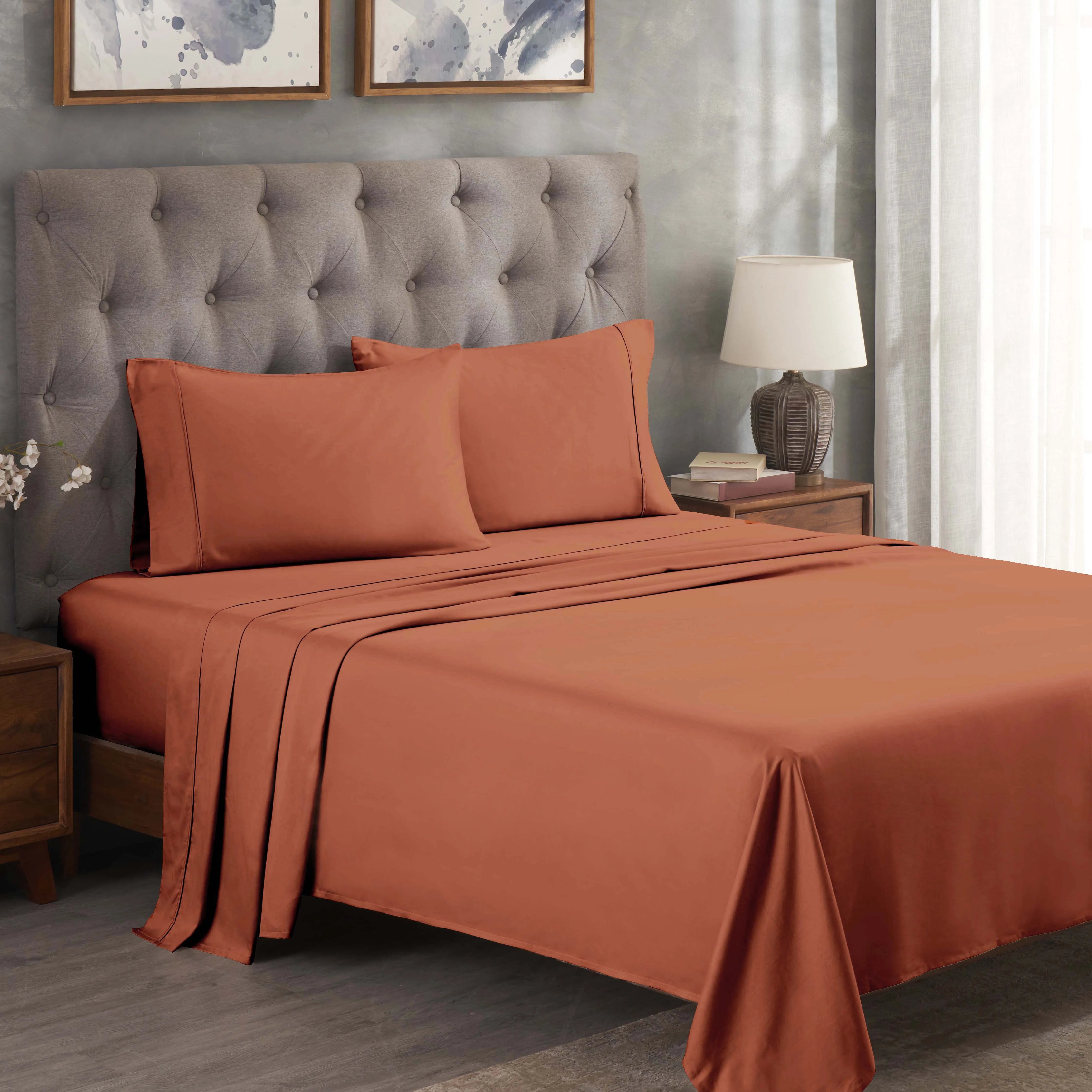 300 Thread Count Egyptian Cotton Sateen Bed Sheet Set - Egyptian Cotton Sheet Set by Superior Brand