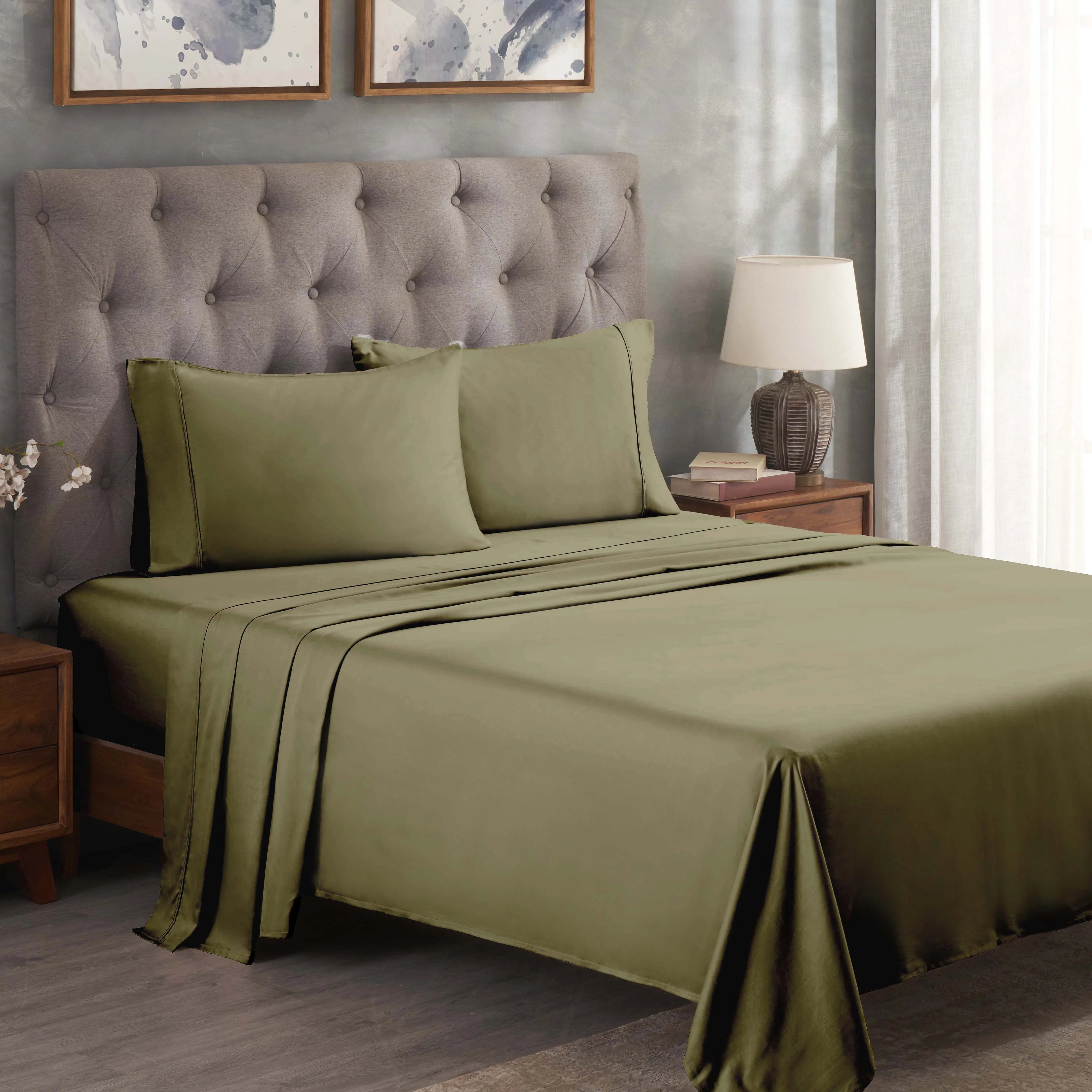 300 Thread Count Egyptian Cotton Sateen Bed Sheet Set - Egyptian Cotton Sheet Set by Superior Brand