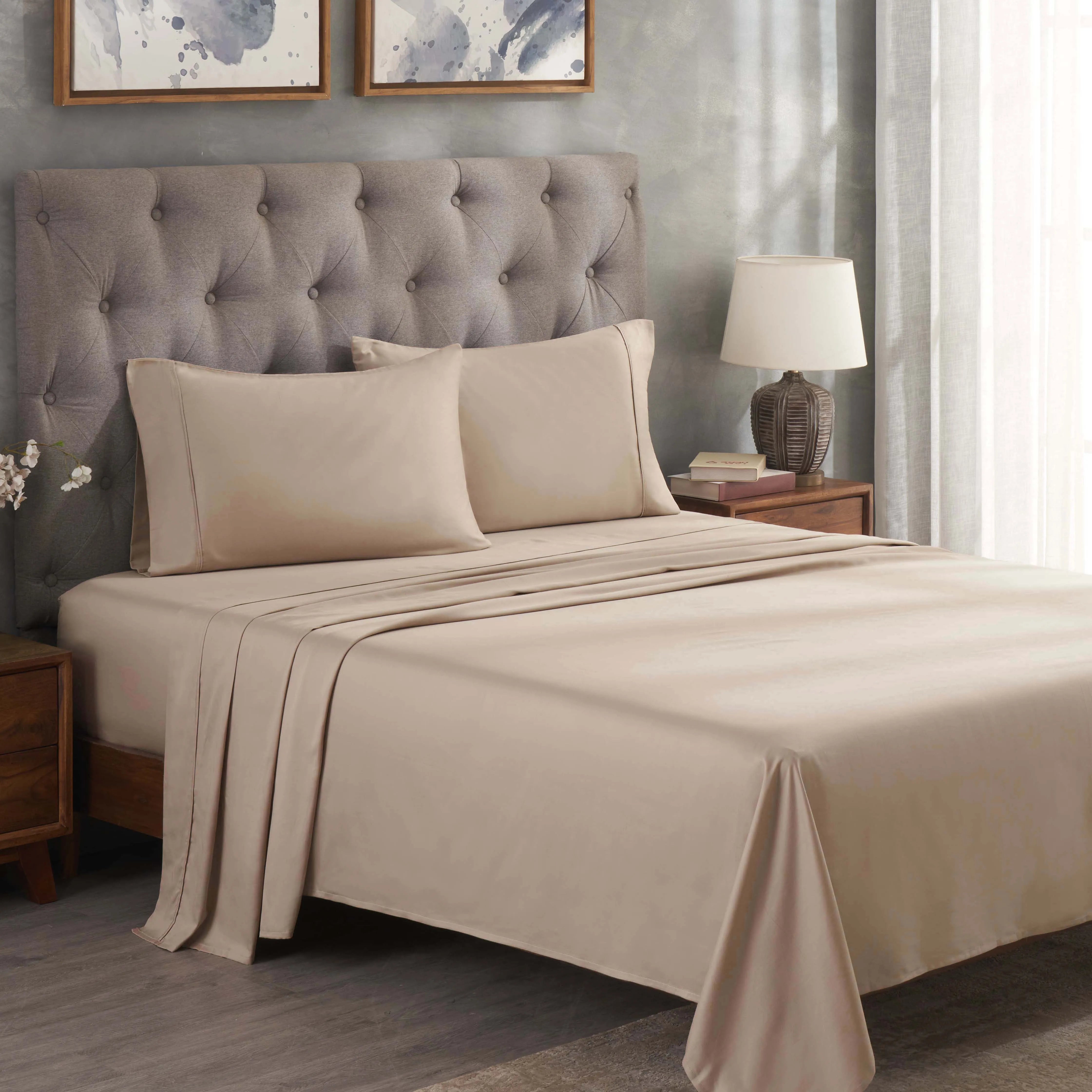 300 Thread Count Egyptian Cotton Sateen Bed Sheet Set - Egyptian Cotton Sheet Set by Superior Brand