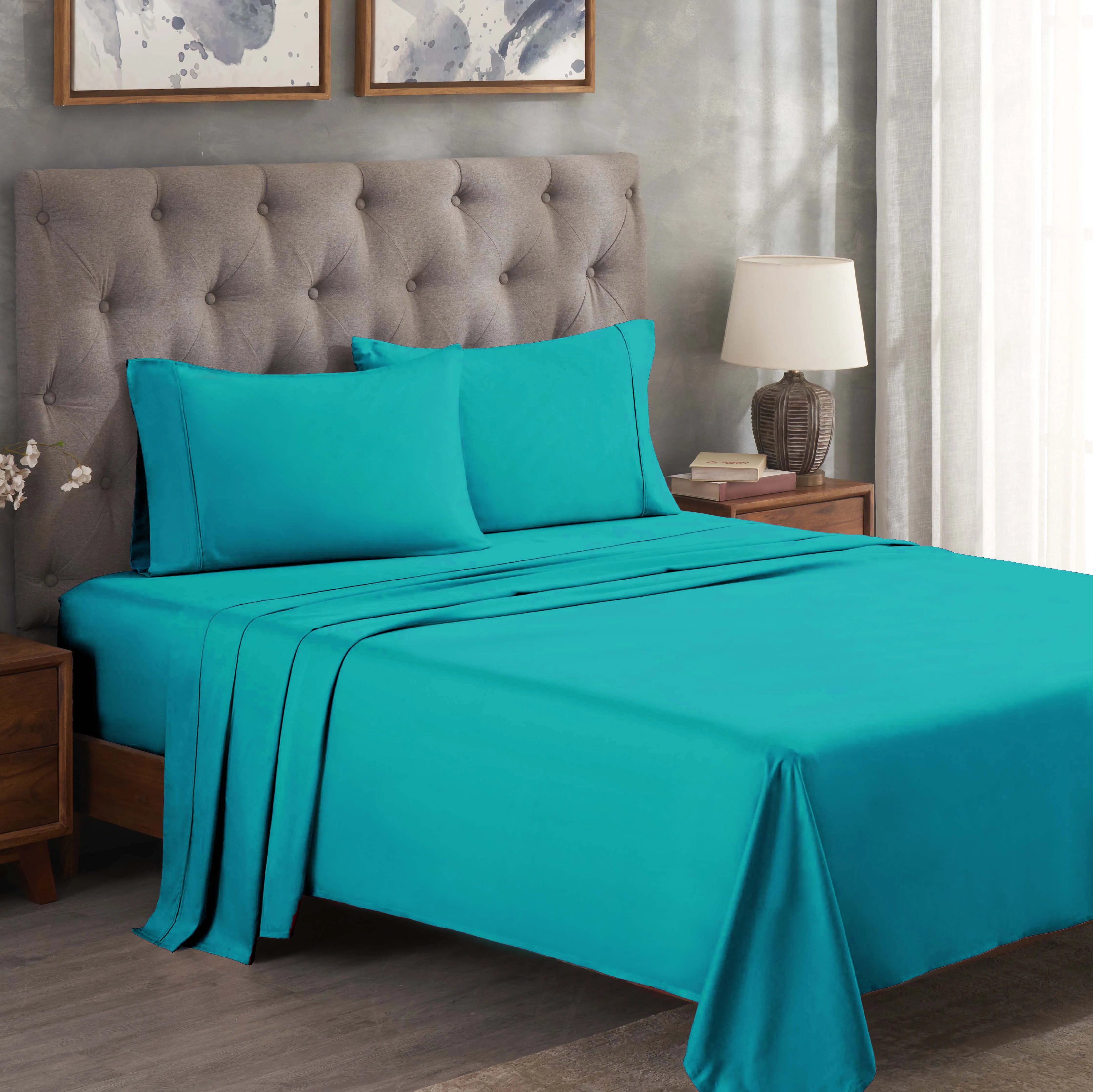 300 Thread Count Egyptian Cotton Sateen Bed Sheet Set - Egyptian Cotton Sheet Set by Superior Brand