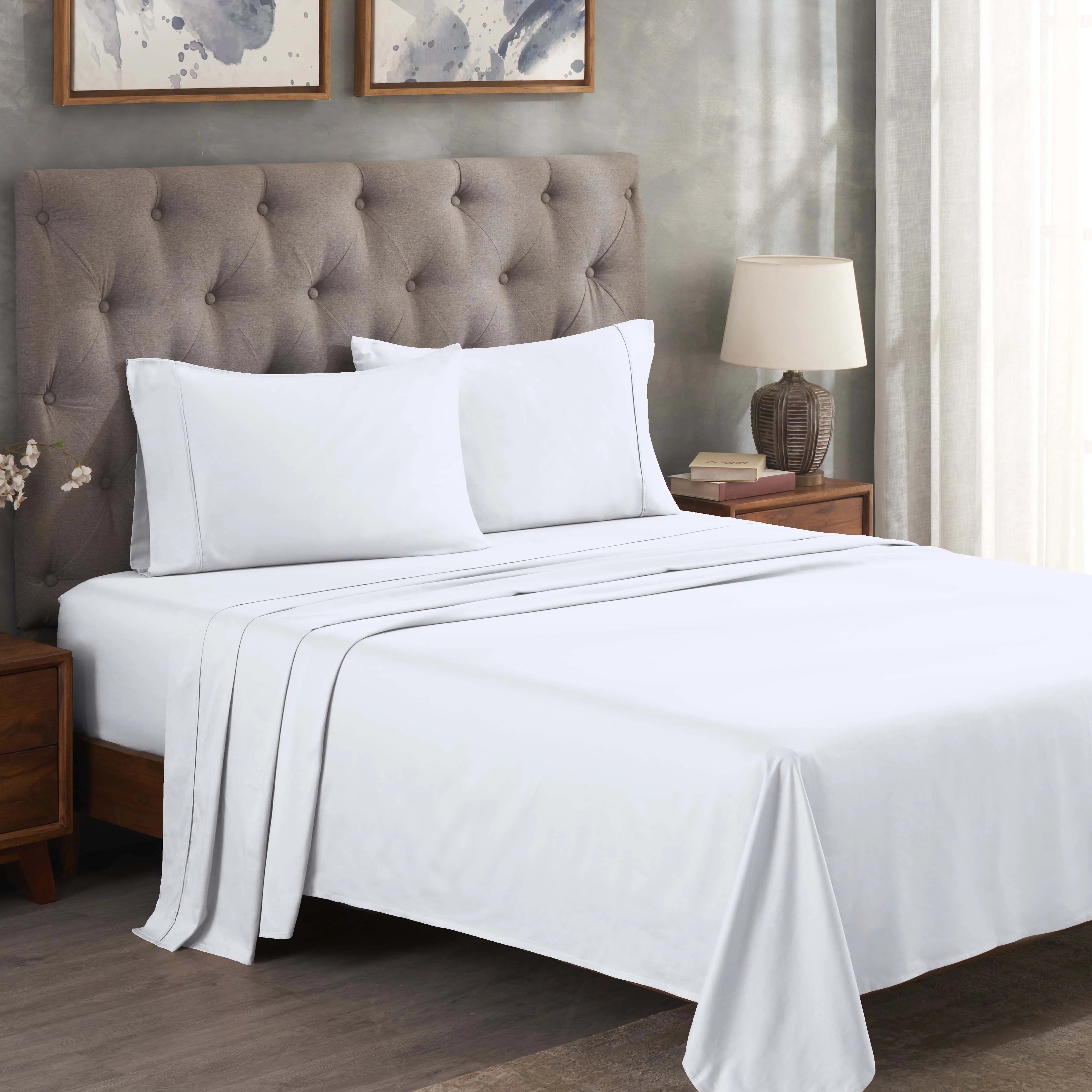 300 Thread Count Egyptian Cotton Sateen Bed Sheet Set - Egyptian Cotton Sheet Set by Superior Brand