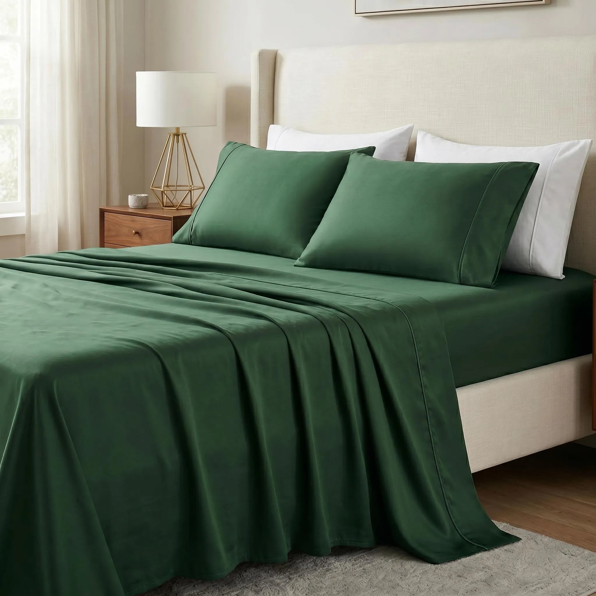 300 Thread Count Egyptian Cotton Sheets, Marrow Stitch Embroidery & Deep Pocket Fit