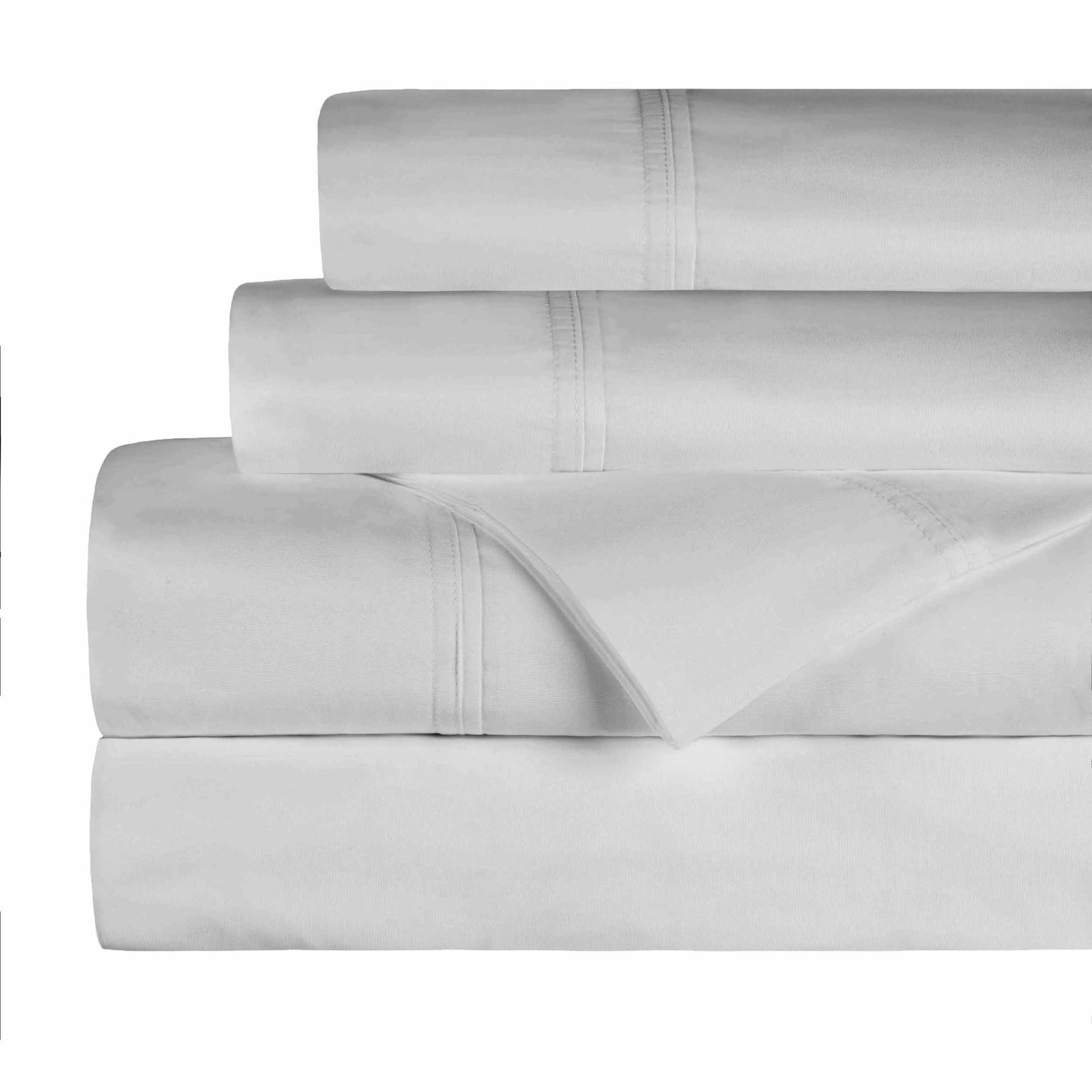 Organic Cotton 300 Thread Count Percale Deep Pocket Fitted Bed Sheet- Silver