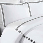 Brandon Cotton Three-Line Embroidered 3 Piece Duvet Cover Set - Duvet Cover Set by Superior Brand