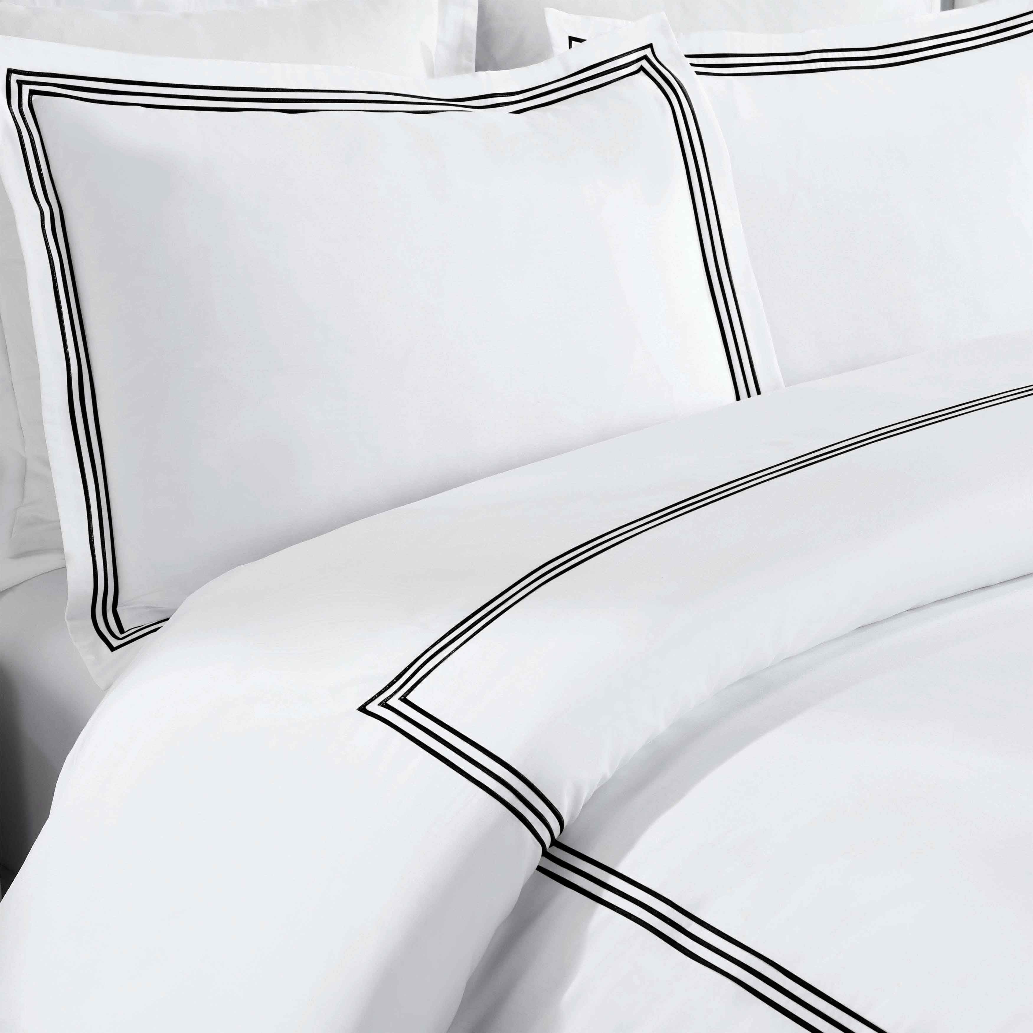 Brandon Cotton Three-Line Embroidered 3 Piece Duvet Cover Set - Duvet Cover Set by Superior Brand
