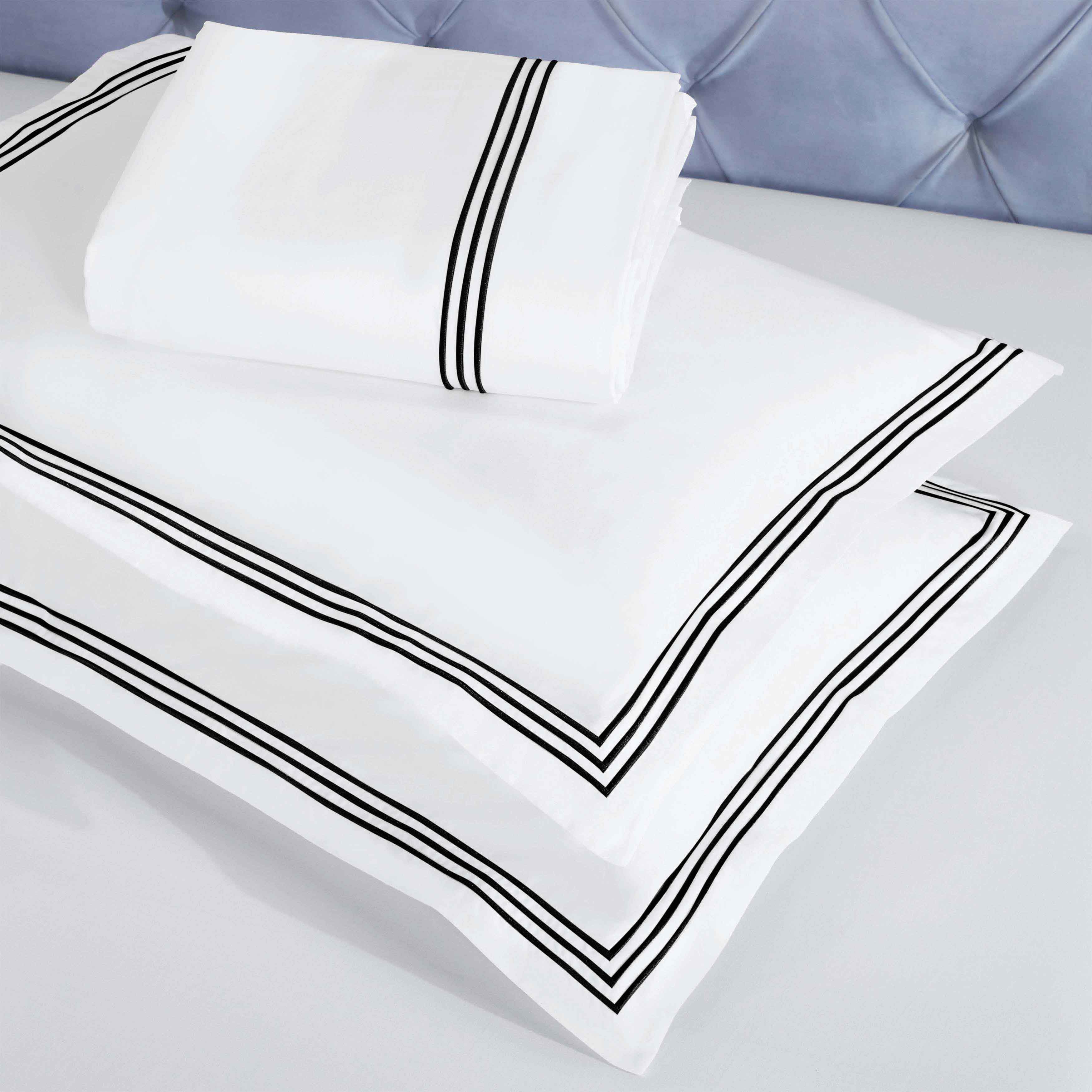 Brandon Cotton Three-Line Embroidered 3 Piece Duvet Cover Set - Duvet Cover Set by Superior Brand