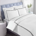 Brandon Cotton Three-Line Embroidered 3 Piece Duvet Cover Set - Duvet Cover Set by Superior Brand