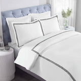 Brandon Cotton Three-Line Embroidered 3 Piece Duvet Cover Set - Duvet Cover Set by Superior Brand