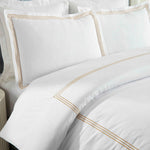 Brandon Cotton Three-Line Embroidered 3 Piece Duvet Cover Set - Duvet Cover Set by Superior Brand