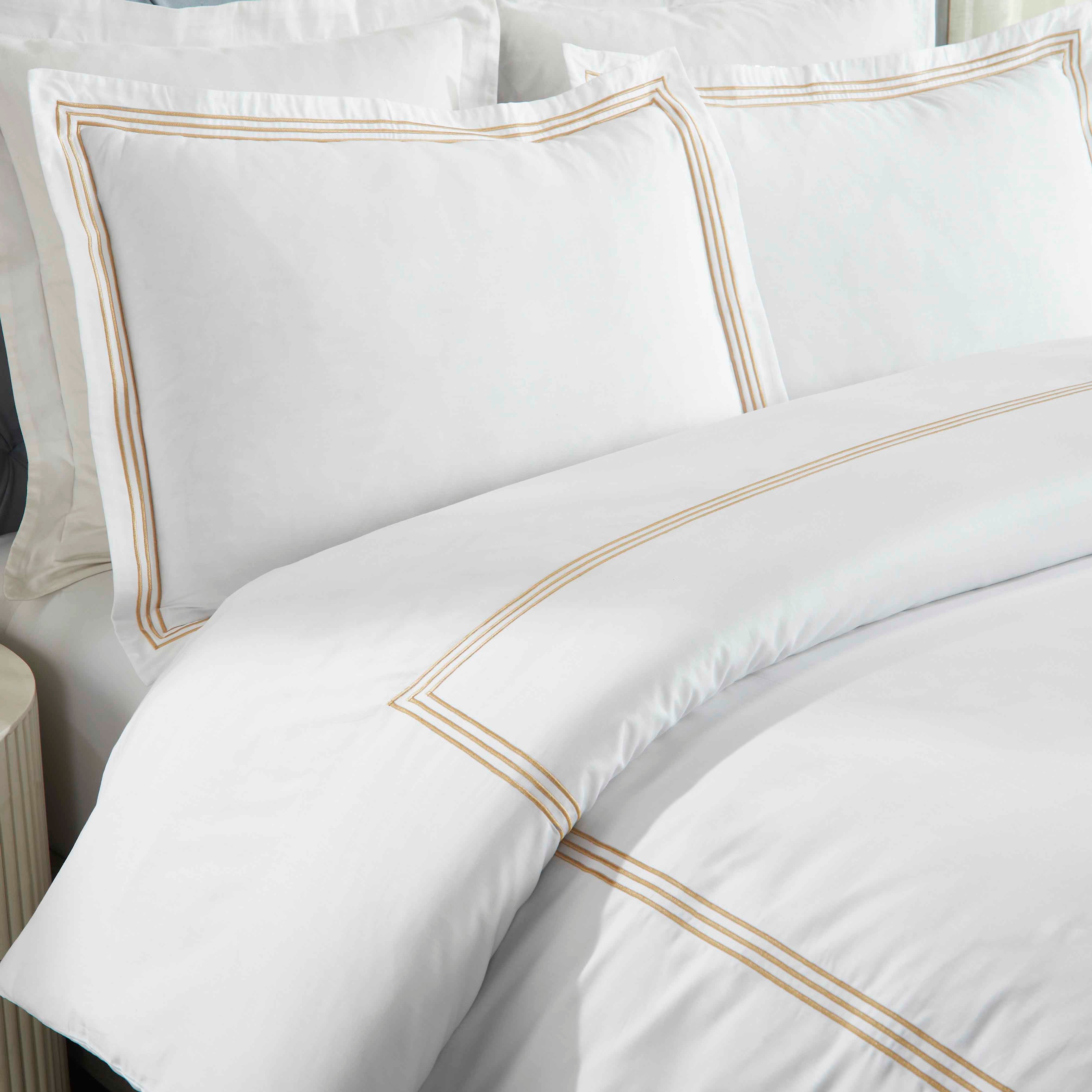 Brandon Cotton Three-Line Embroidered 3 Piece Duvet Cover Set - Duvet Cover Set by Superior Brand