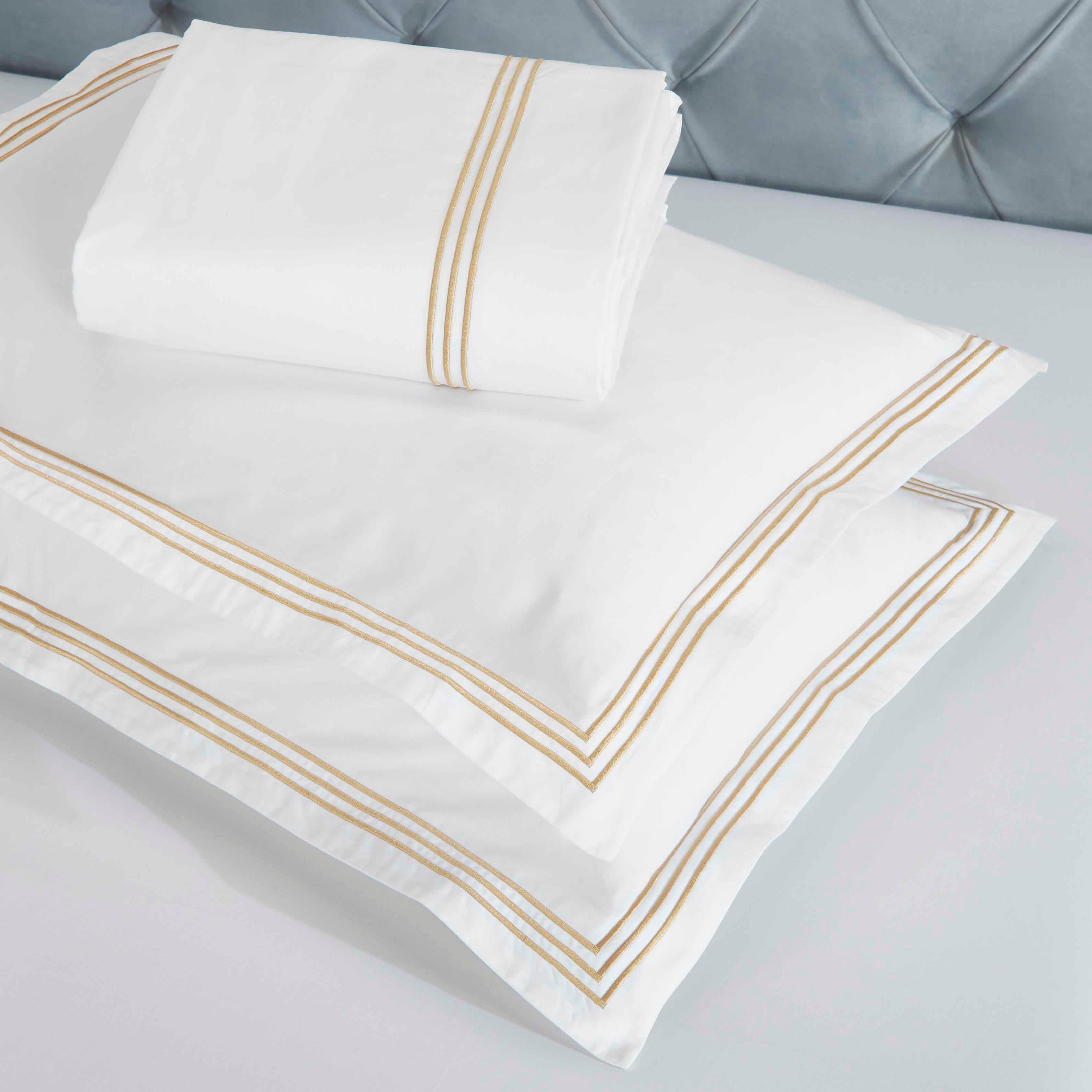 Brandon Cotton Three-Line Embroidered 3 Piece Duvet Cover Set - Duvet Cover Set by Superior Brand