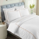 Brandon Cotton Three-Line Embroidered 3 Piece Duvet Cover Set - Duvet Cover Set by Superior Brand
