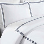 Brandon Cotton Three-Line Embroidered 3 Piece Duvet Cover Set - Duvet Cover Set by Superior Brand