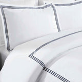 Brandon Cotton Three-Line Embroidered 3 Piece Duvet Cover Set - Duvet Cover Set by Superior Brand
