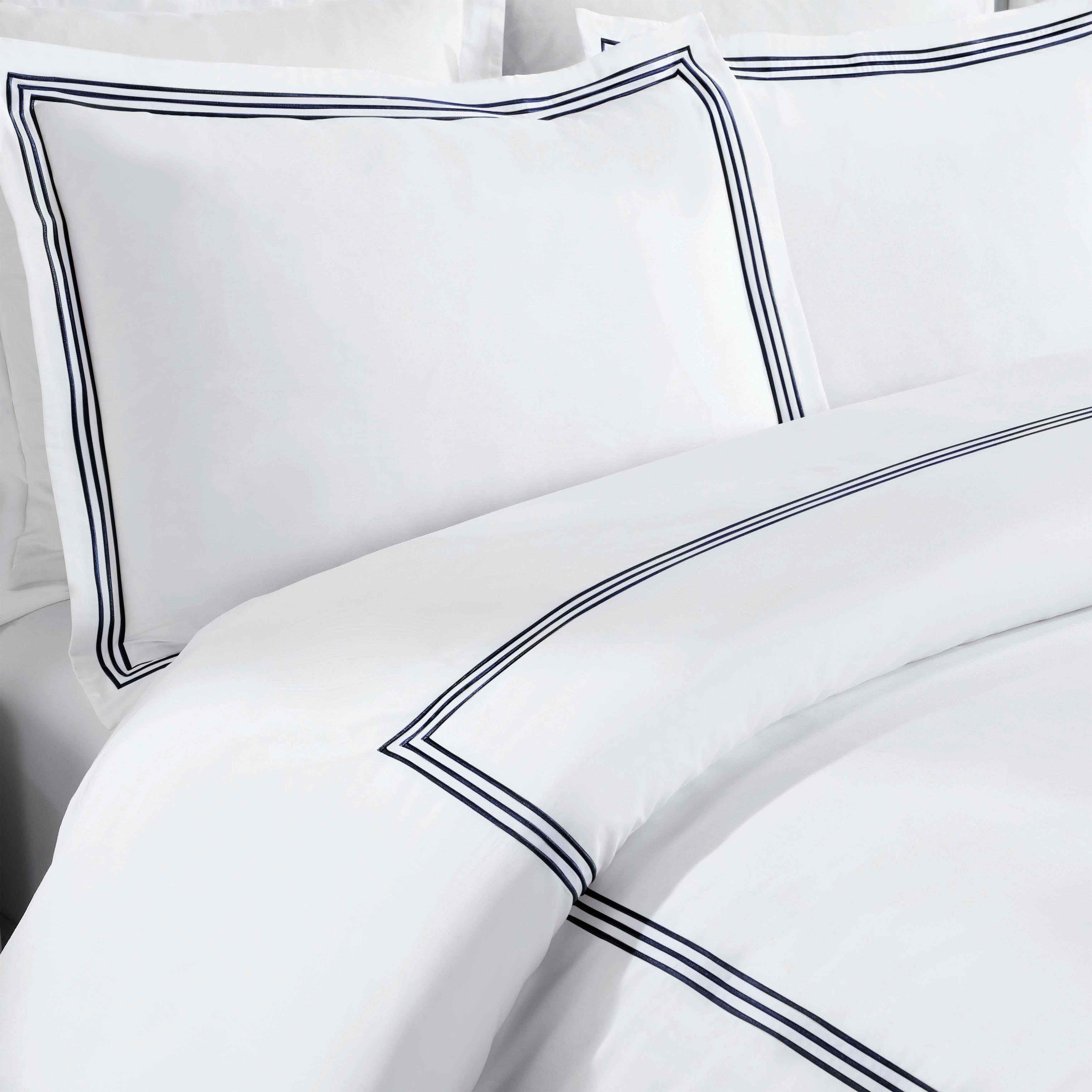 Brandon Cotton Three-Line Embroidered 3 Piece Duvet Cover Set - Duvet Cover Set by Superior Brand