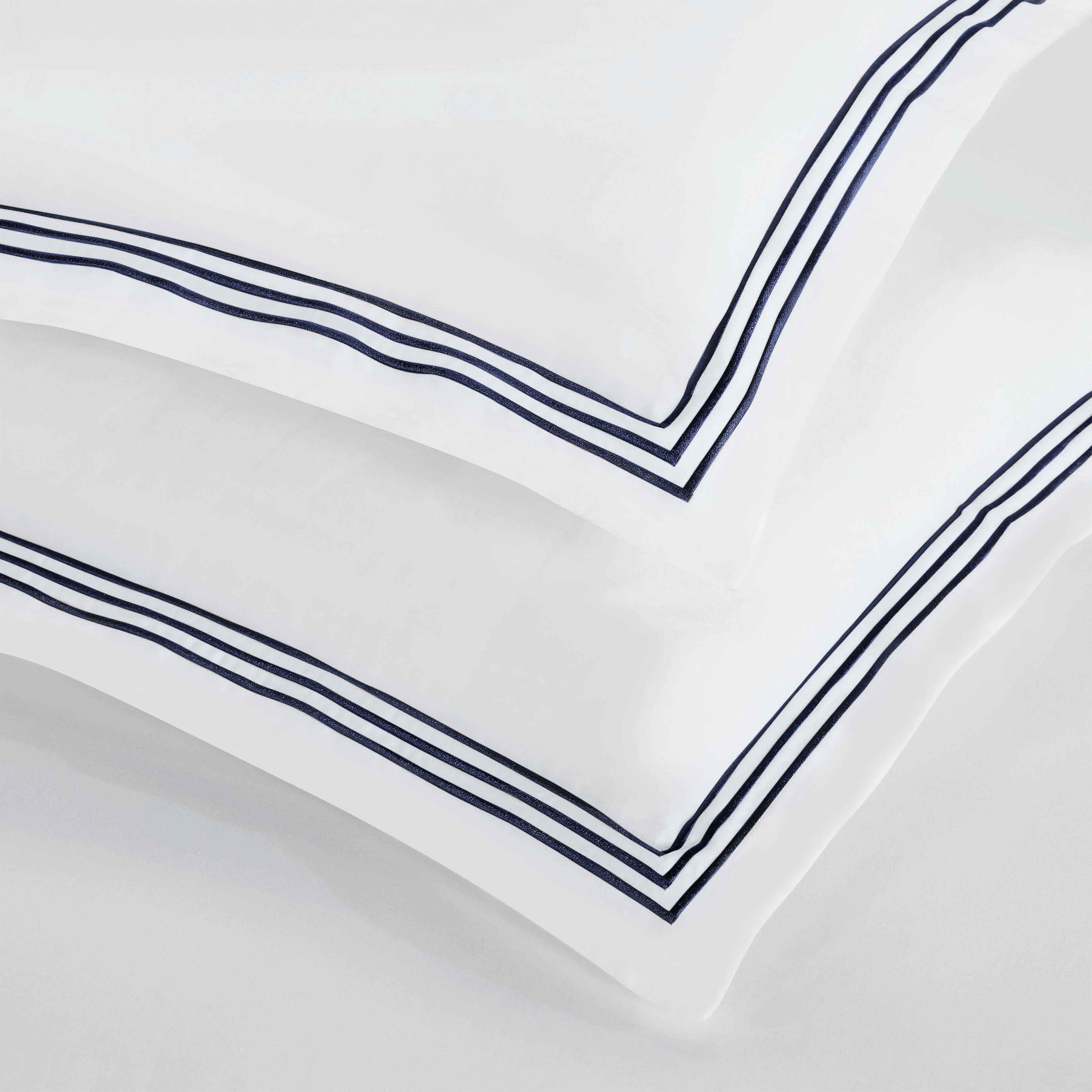 Brandon Cotton Three-Line Embroidered 3 Piece Duvet Cover Set - Duvet Cover Set by Superior Brand