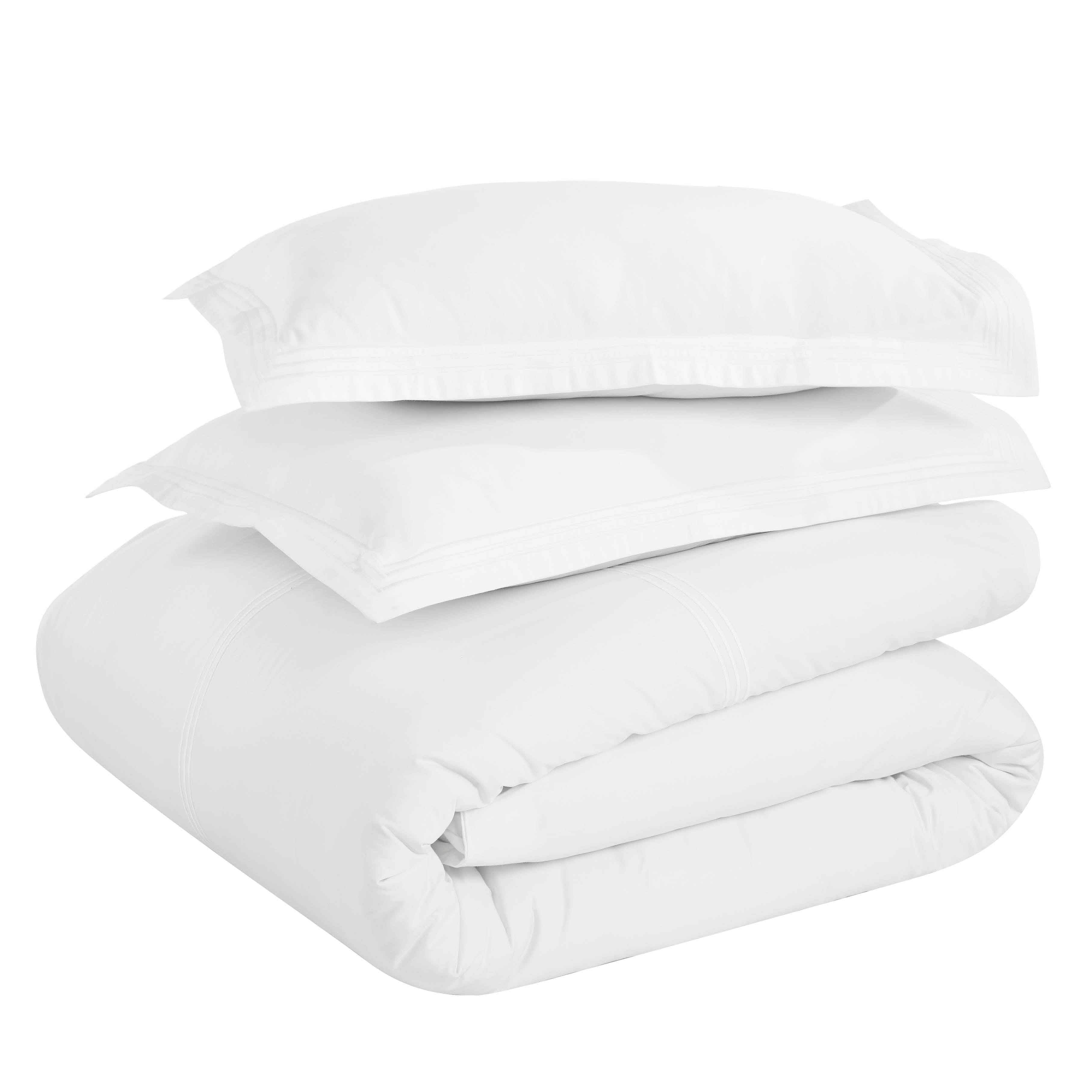 Brandon Cotton Three-Line Embroidered 3 Piece Duvet Cover Set - Duvet Cover Set by Superior Brand