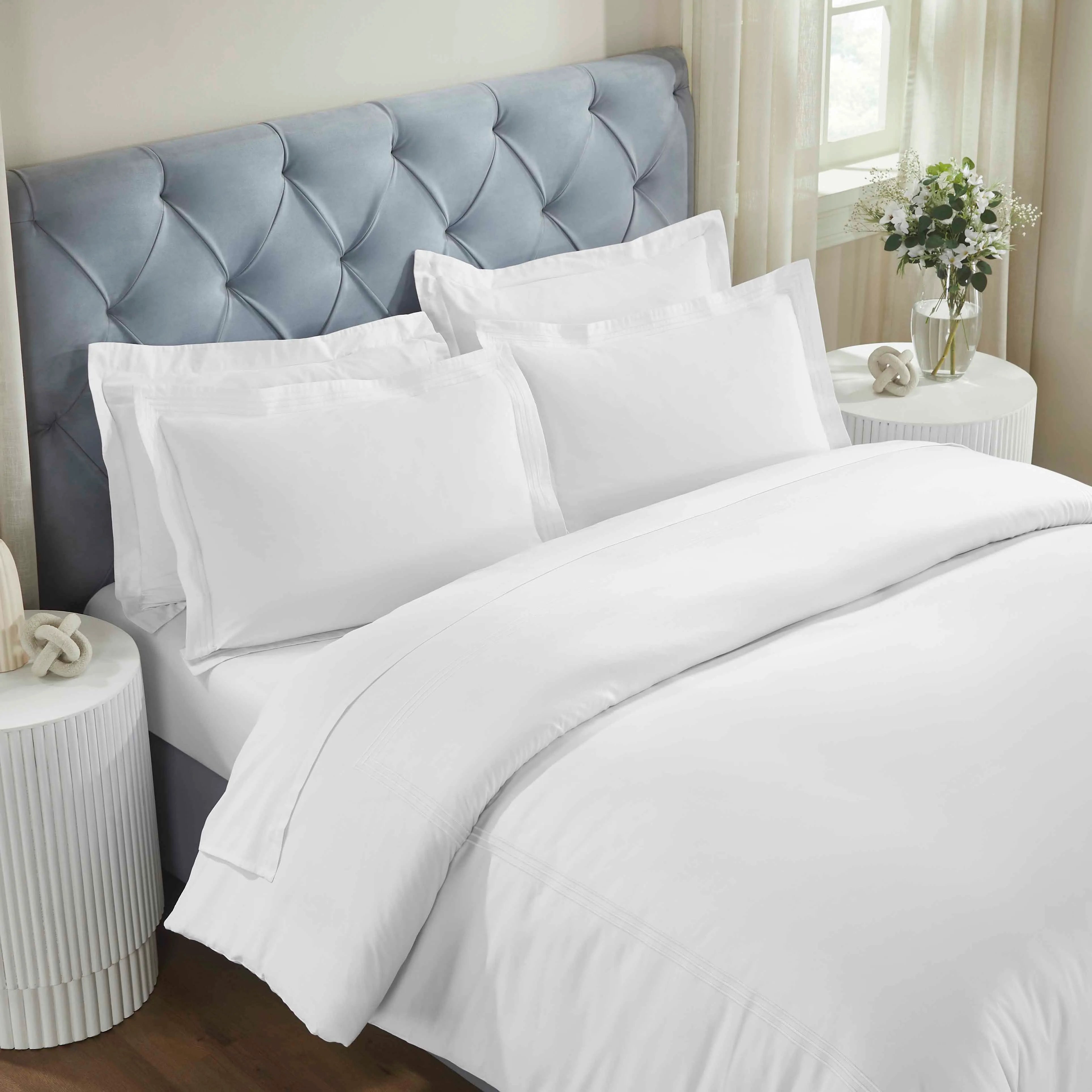 100% Cotton Three-Line Embroidered Duvet Cover Set - Duvet Cover Set by Superior Brand