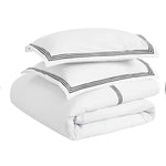 Brandon Cotton Three-Line Embroidered 3 Piece Duvet Cover Set - Duvet Cover Set by Superior Brand