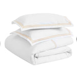 Brandon Cotton Three-Line Embroidered 3 Piece Duvet Cover Set - Duvet Cover Set by Superior Brand