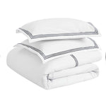 Brandon Cotton Three-Line Embroidered 3 Piece Duvet Cover Set - Duvet Cover Set by Superior Brand