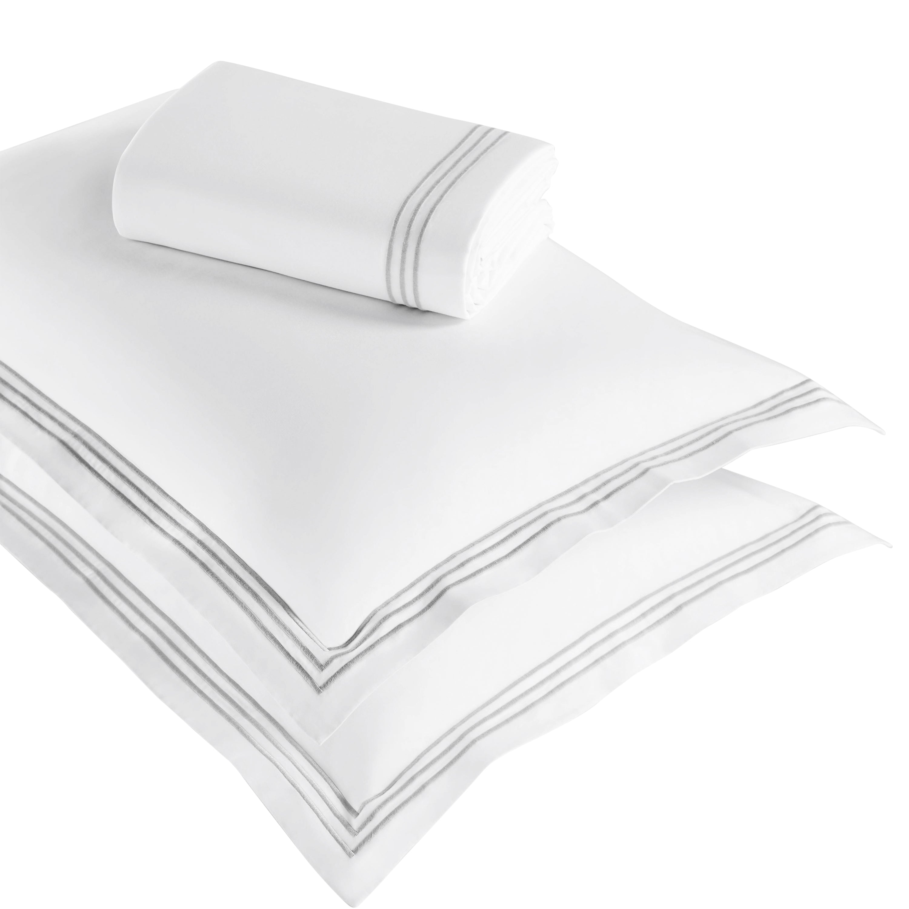 Brandon Cotton Three-Line Embroidered 3 Piece Duvet Cover Set - Duvet Cover Set by Superior Brand