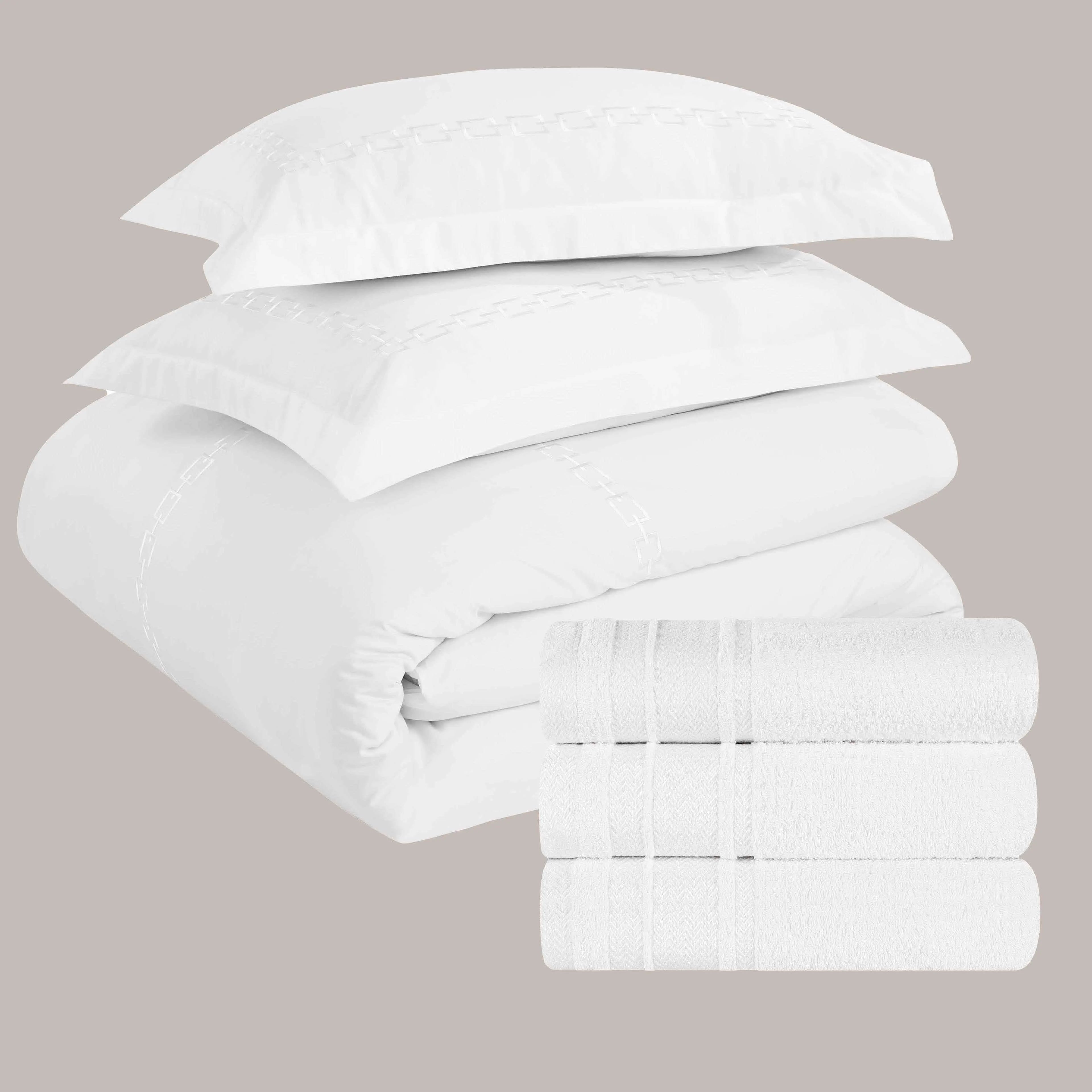 6-Piece Luxury Embroidered Duvet Cover Bed & Bath Bundle - Bed & Bath Bundle by Superior Brand