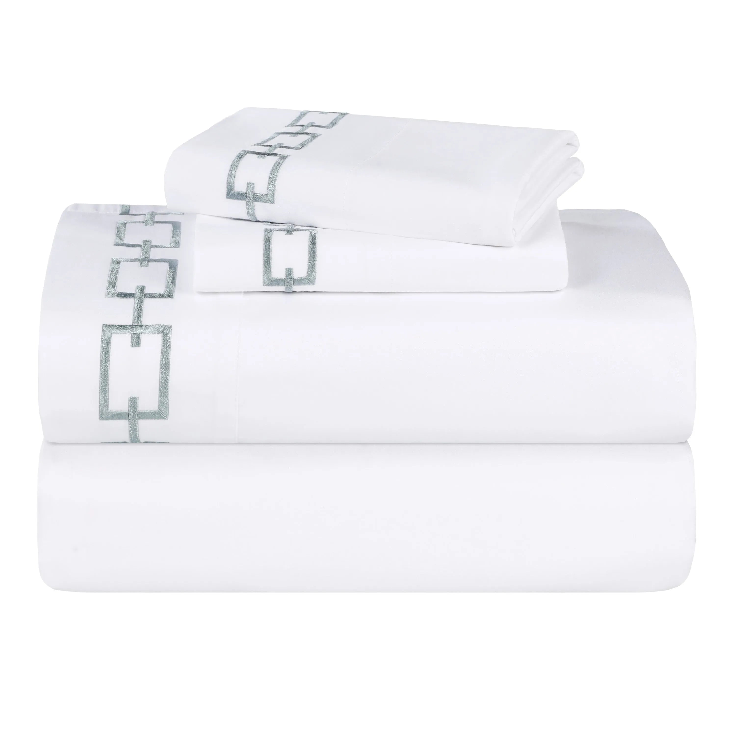 100% Cotton Bed Sheet Set Embroidered Deep Pocket Chain Links - Sheet Set by Superior Brand