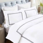 Chain Links Cotton Embroidered 3 Piece Duvet Cover Set - Duvet Cover Set by Superior Brand