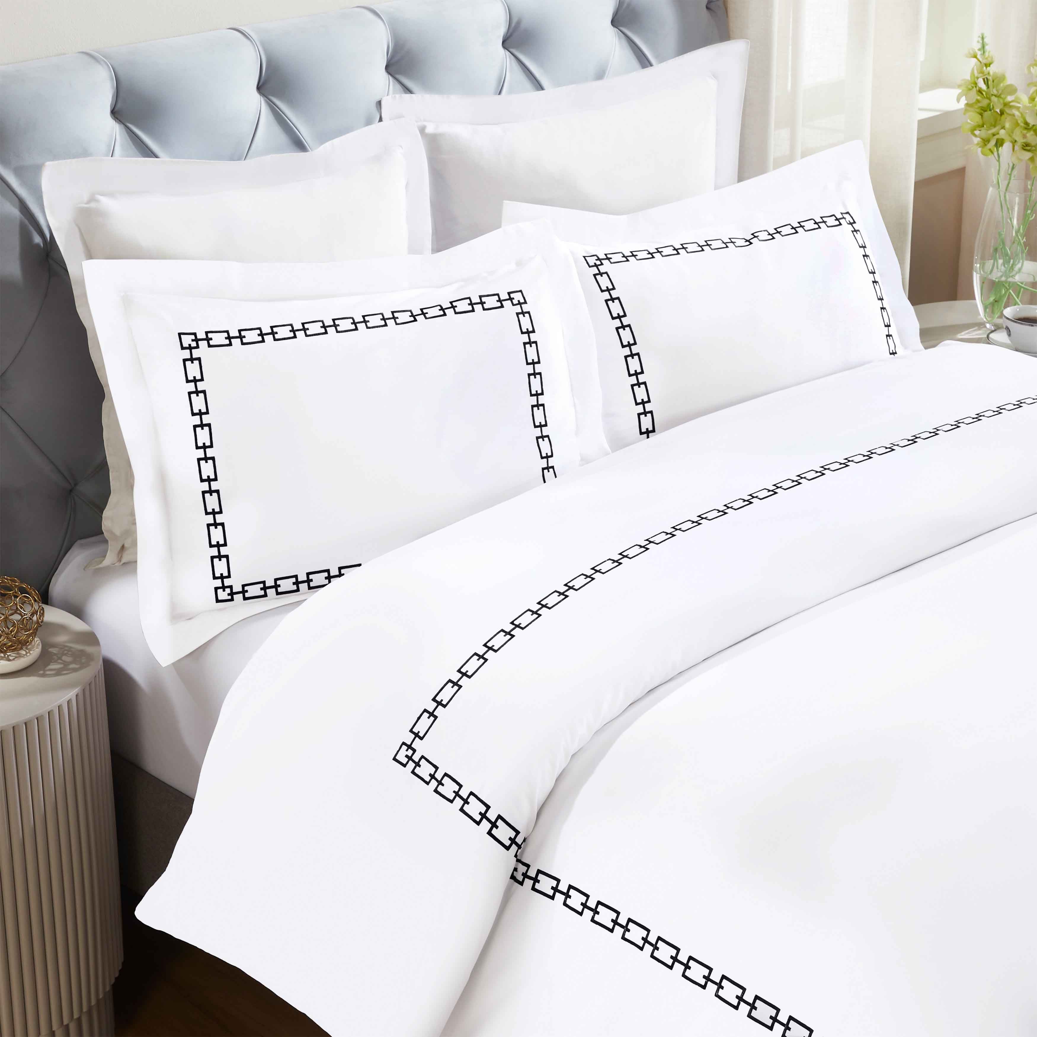 Chain Links Cotton Embroidered 3 Piece Duvet Cover Set - Duvet Cover Set by Superior Brand