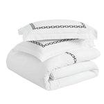 Chain Links Cotton Embroidered 3 Piece Duvet Cover Set - Duvet Cover Set by Superior Brand