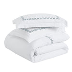 Chain Links Cotton Embroidered 3 Piece Duvet Cover Set - Duvet Cover Set by Superior Brand