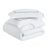 Chain Links Cotton Embroidered 3 Piece Duvet Cover Set - Duvet Cover Set by Superior Brand