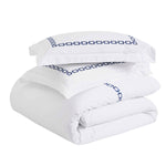 Chain Links Cotton Embroidered 3 Piece Duvet Cover Set - Duvet Cover Set by Superior Brand