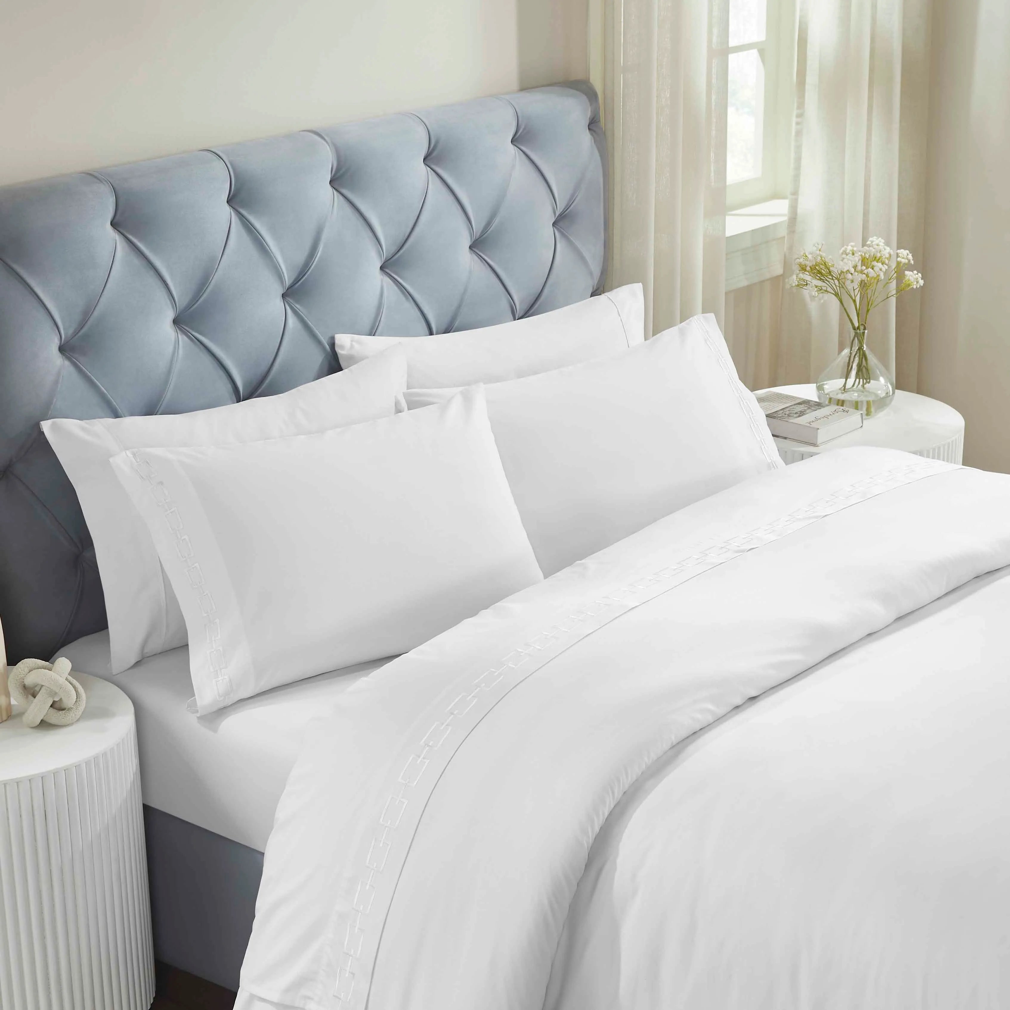 100% Cotton Bed Sheet Set Embroidered Deep Pocket Chain Links - Sheet Set by Superior Brand